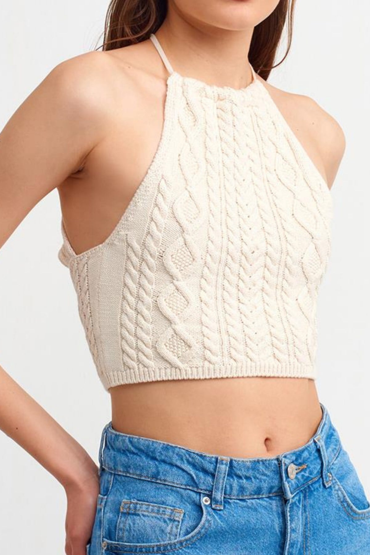 Bej Örme Crop Top LMH21125