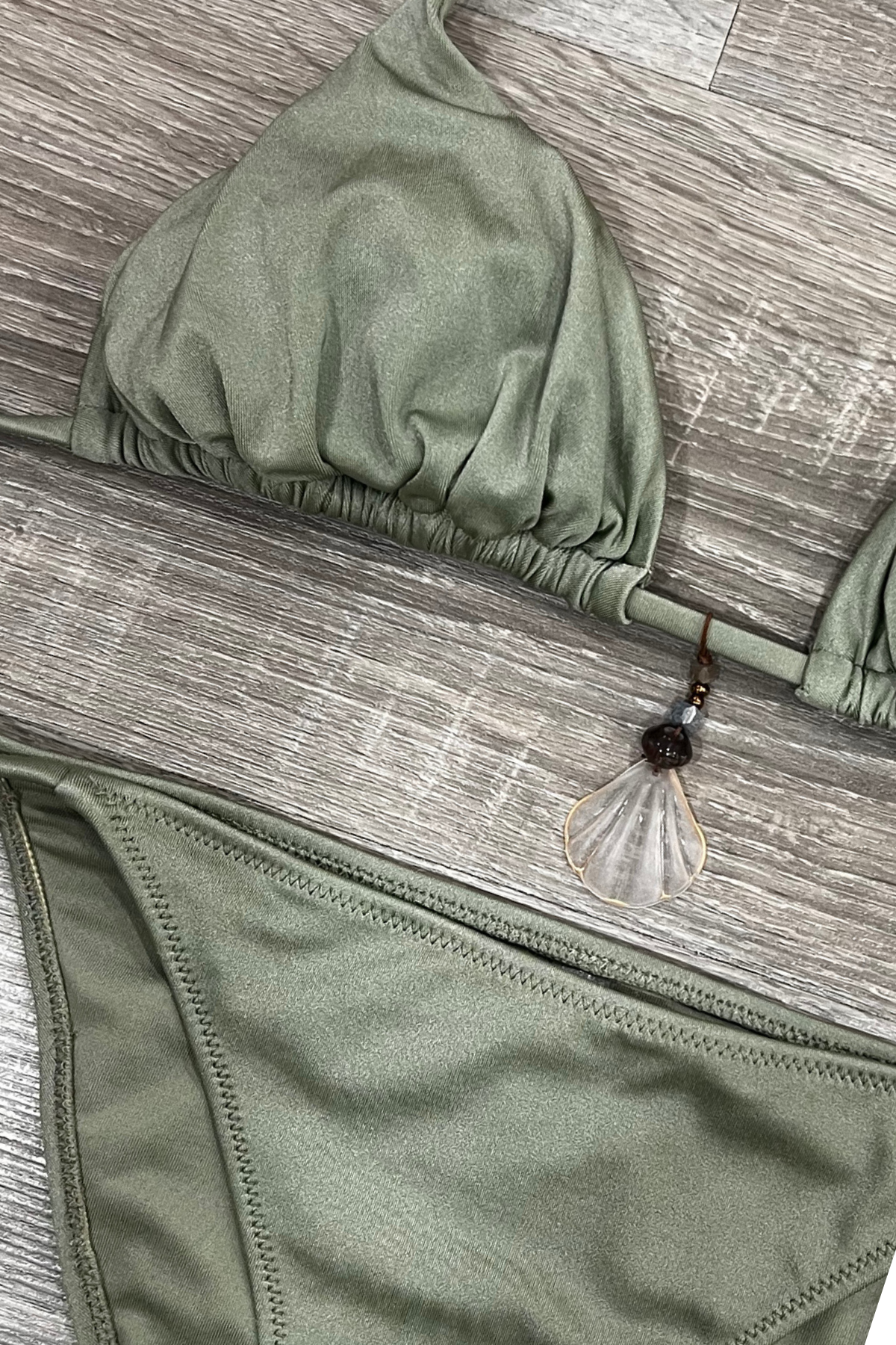 Boncuklu Üçgen Bikini Takımı LM26103_GREEN
