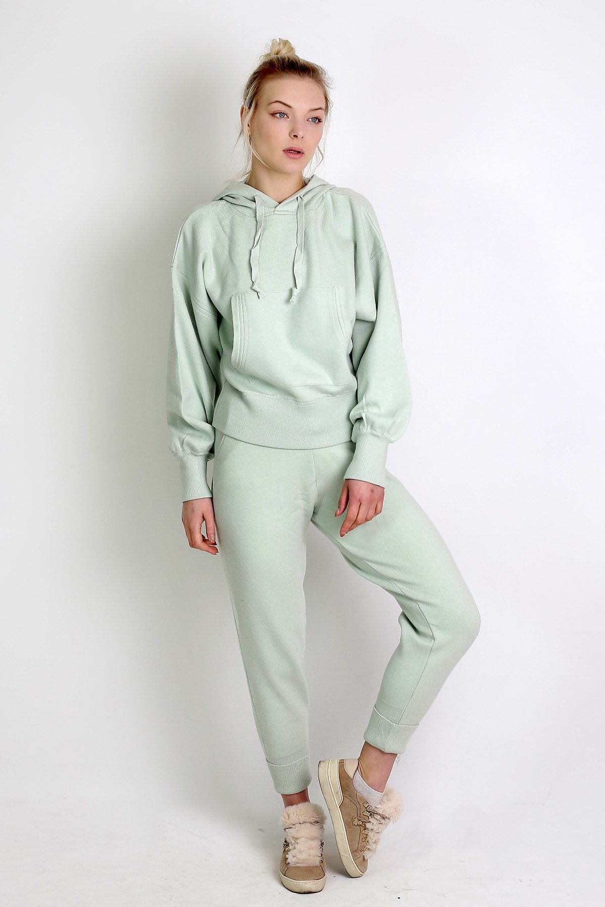 Çelik Örme Sweatshirt Yeşil