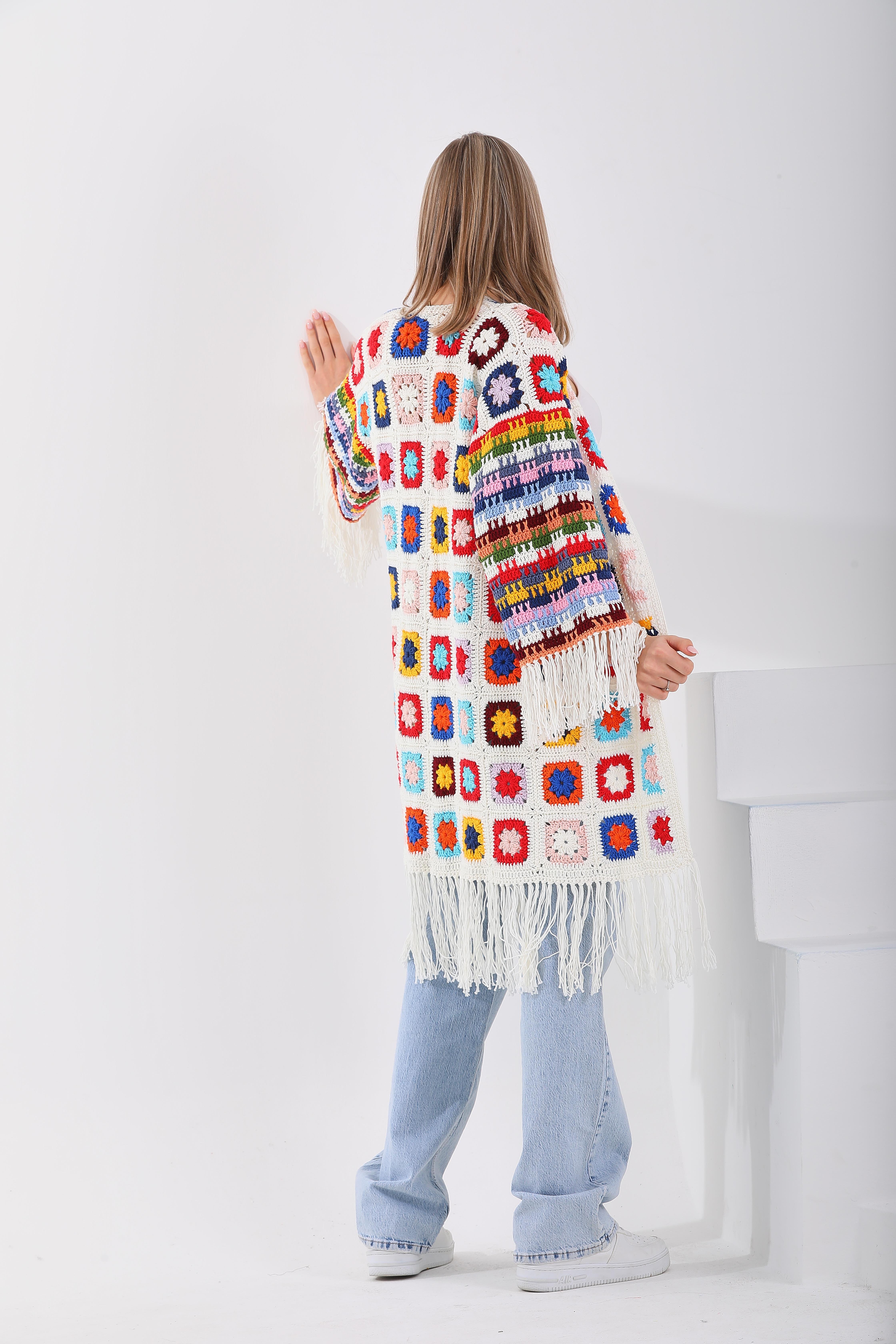 Chalicca Renkli Örgü Kimono