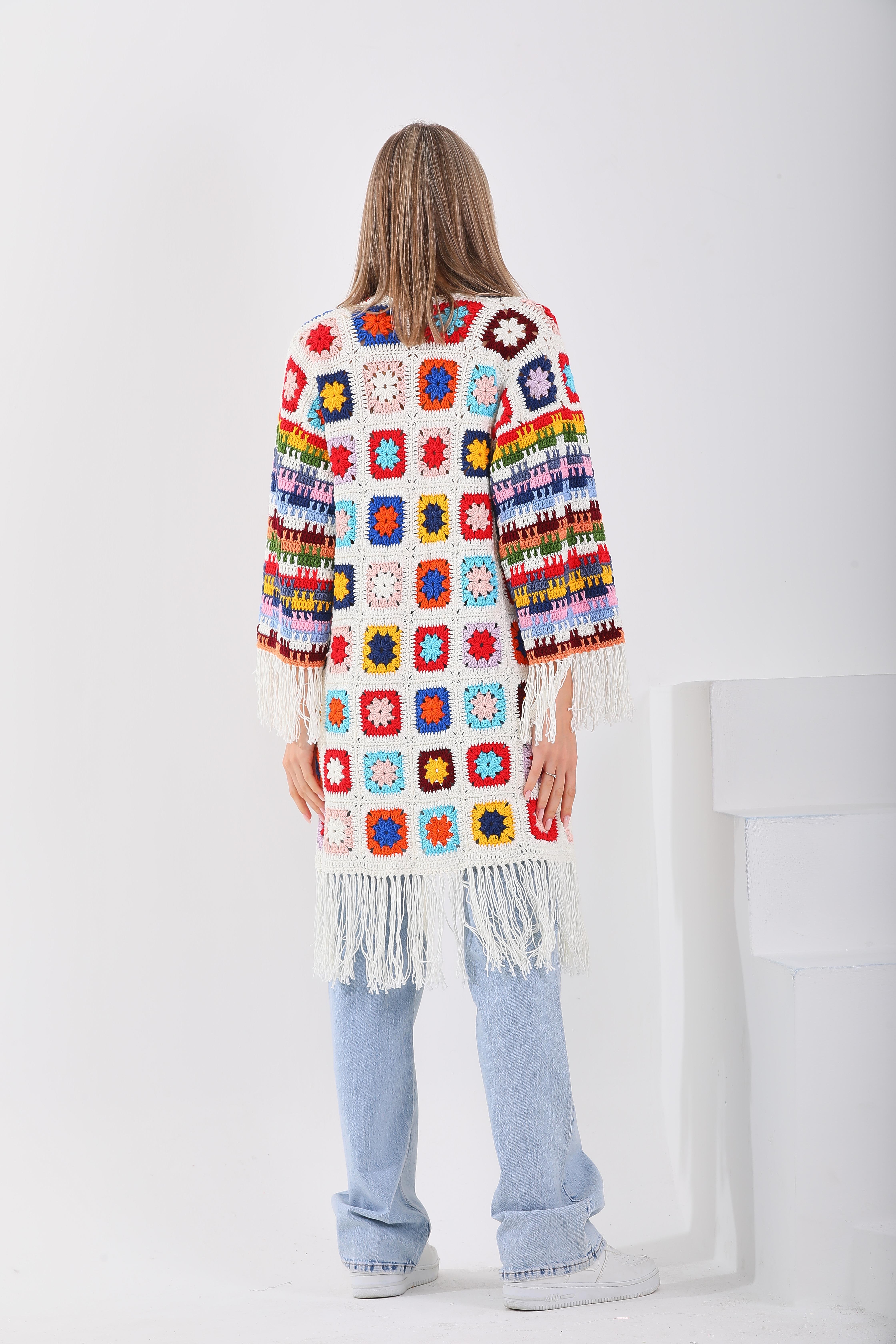 Chalicca Renkli Örgü Kimono