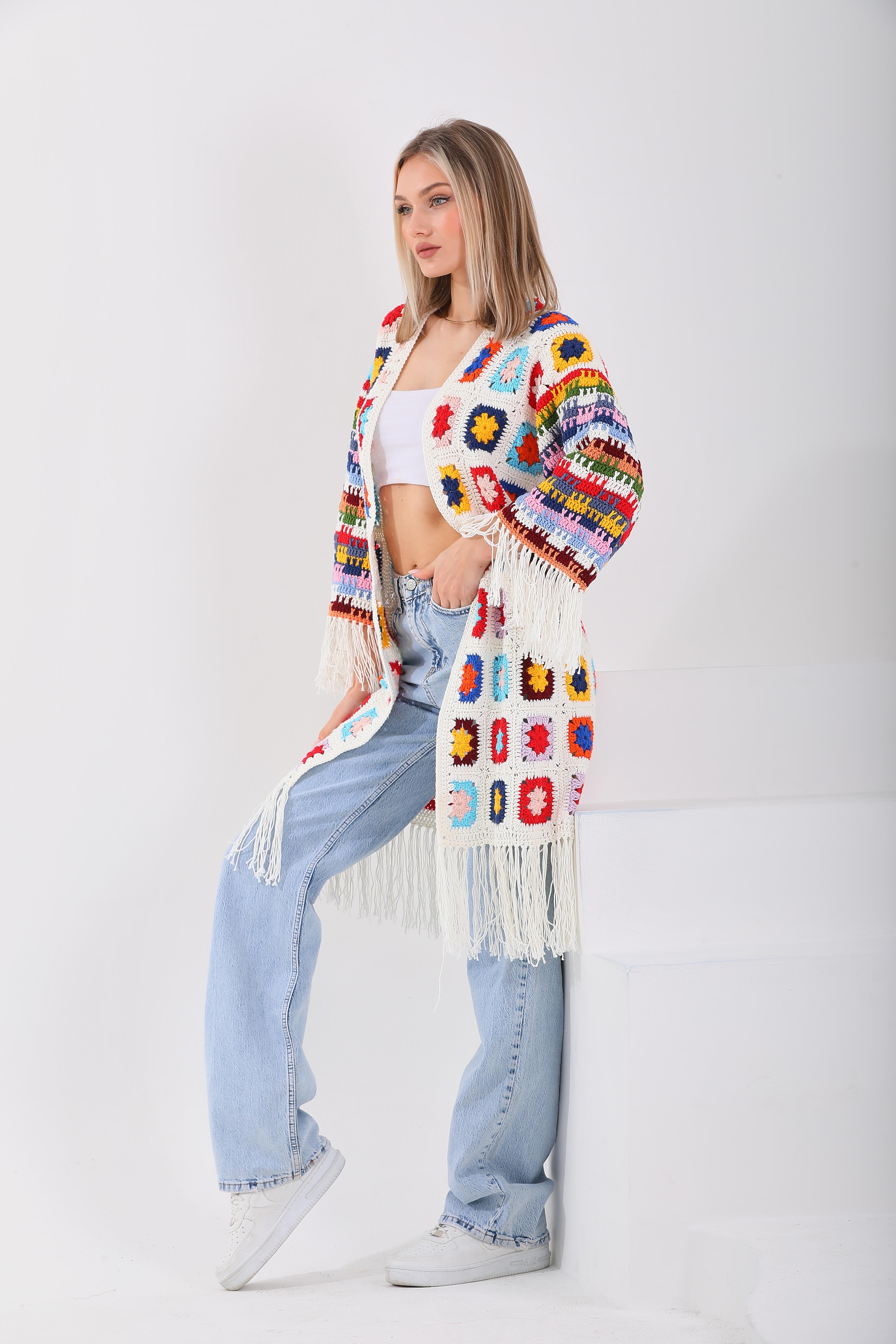 Chalicca Renkli Örgü Kimono