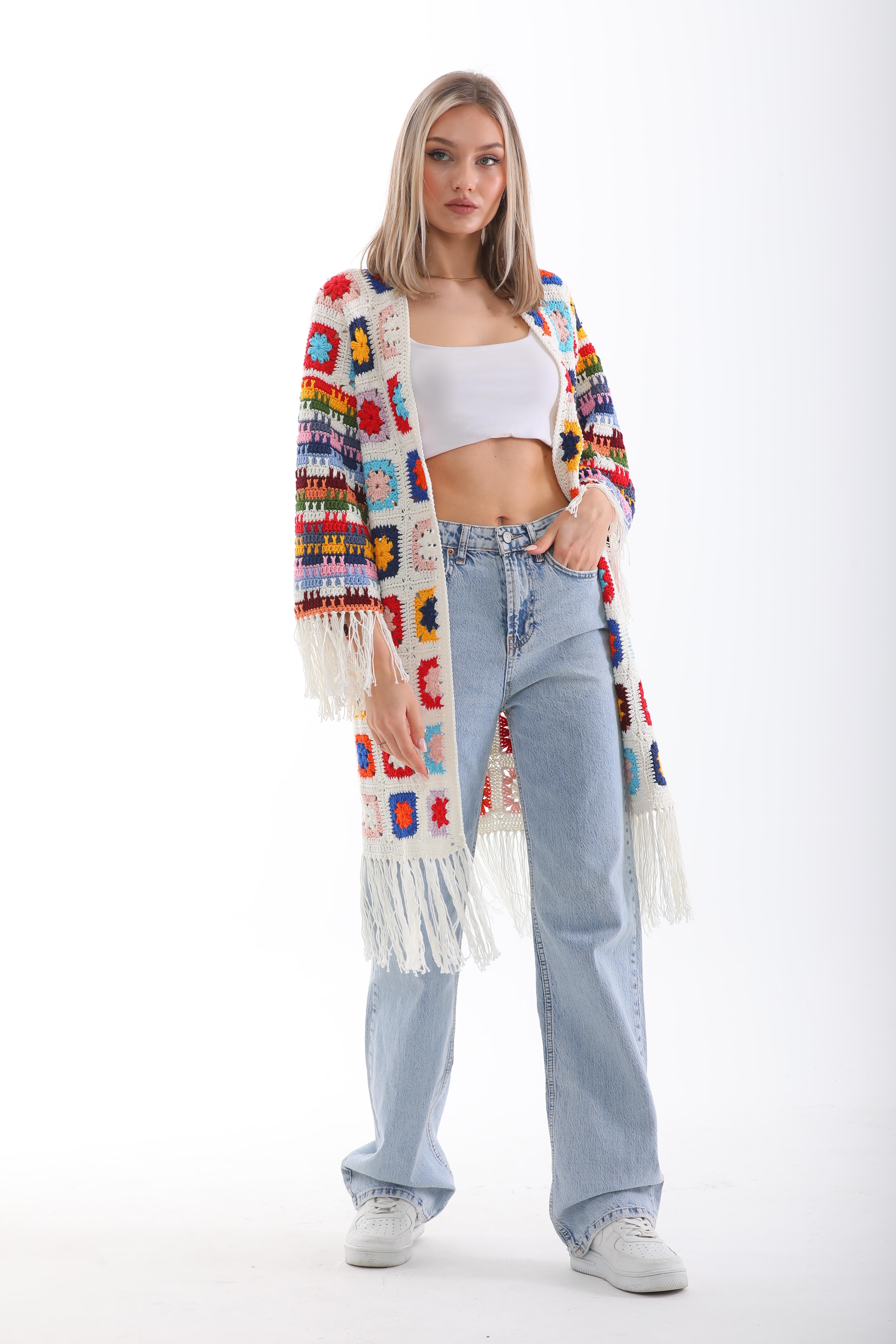 Chalicca Renkli Örgü Kimono