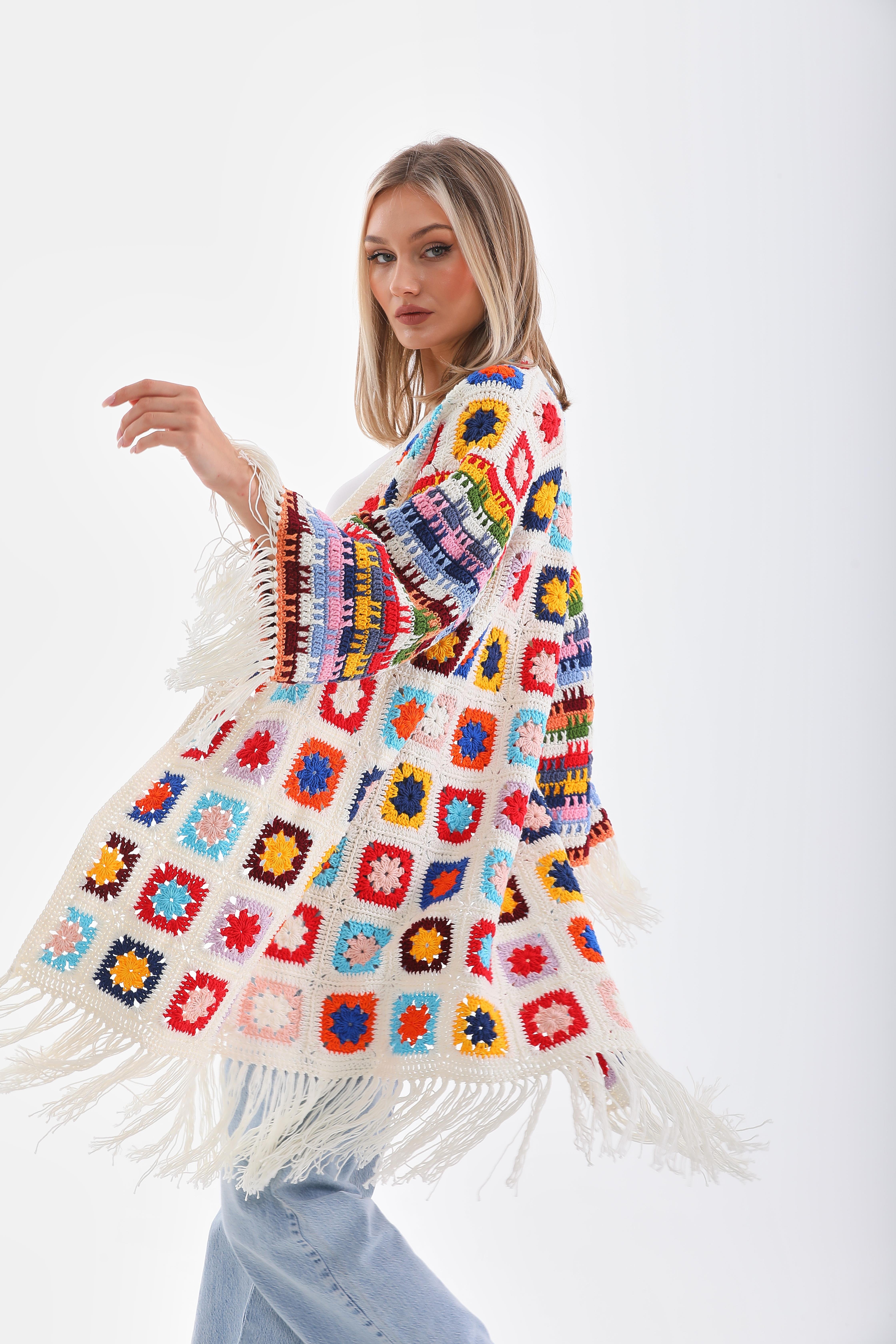 Chalicca Renkli Örgü Kimono