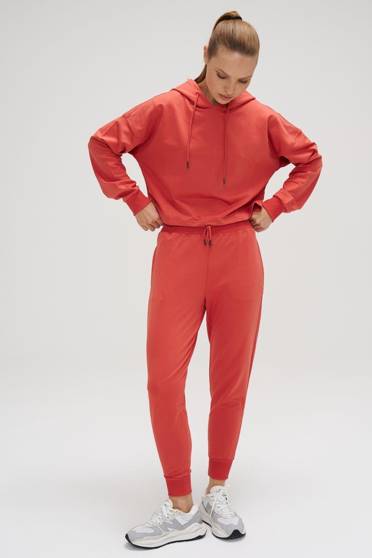 Crop Kapüşonlu Sweatshirt Terra