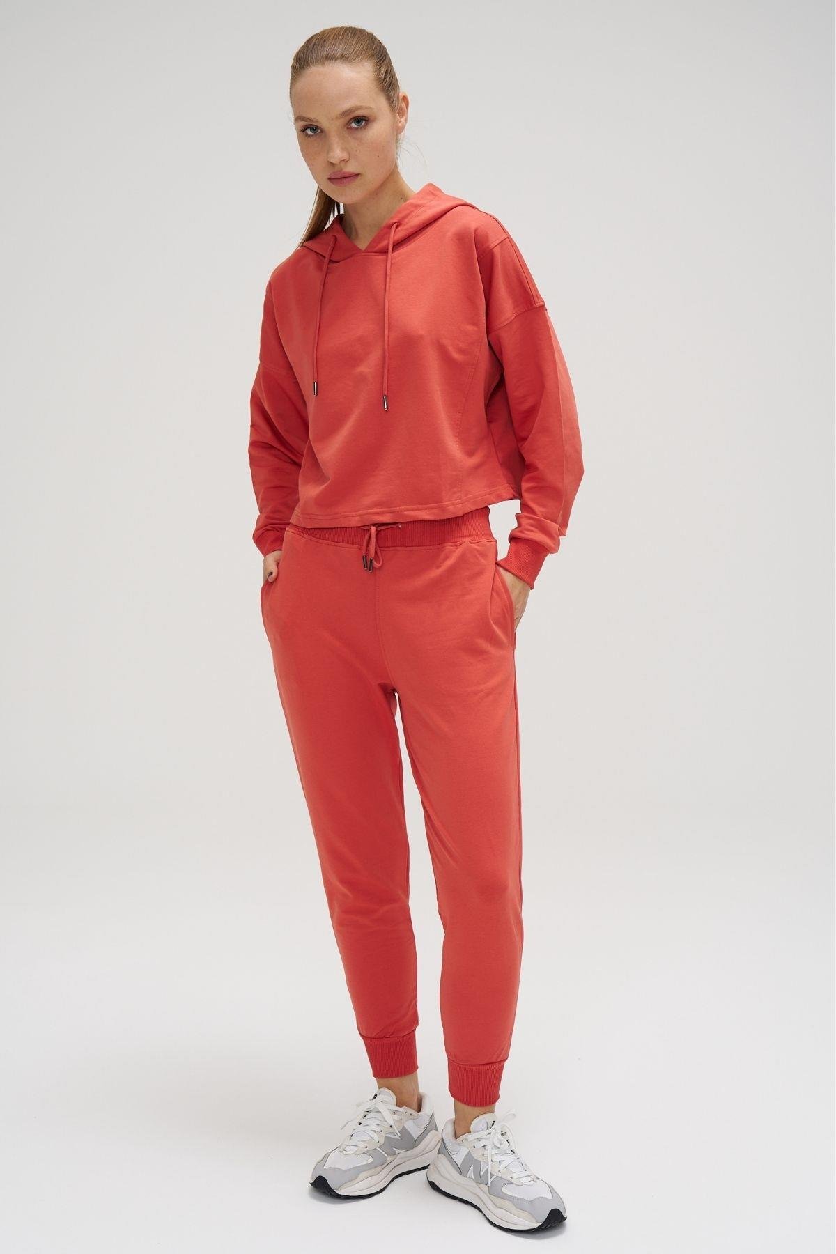 Crop Kapüşonlu Sweatshirt Terra