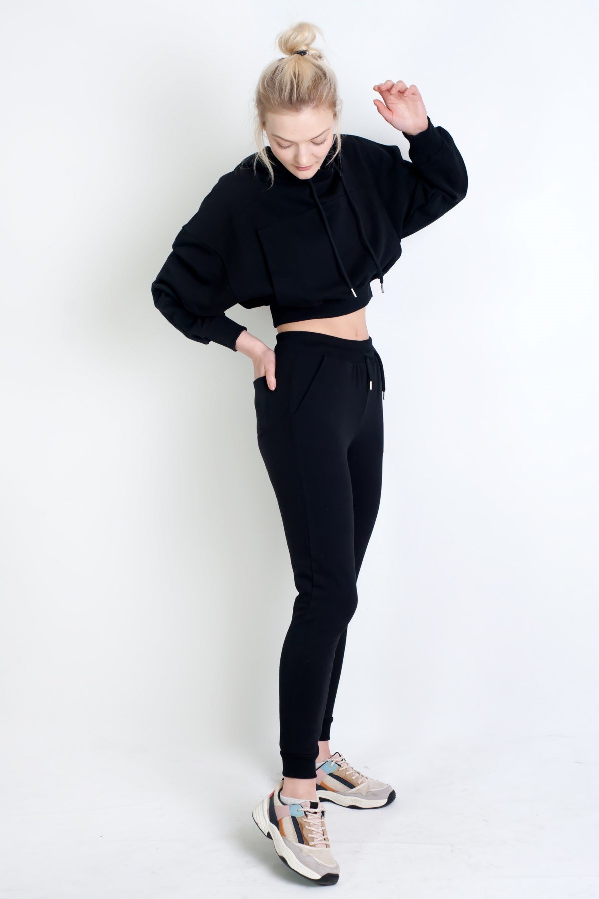 Crop Sweatshirt Siyah