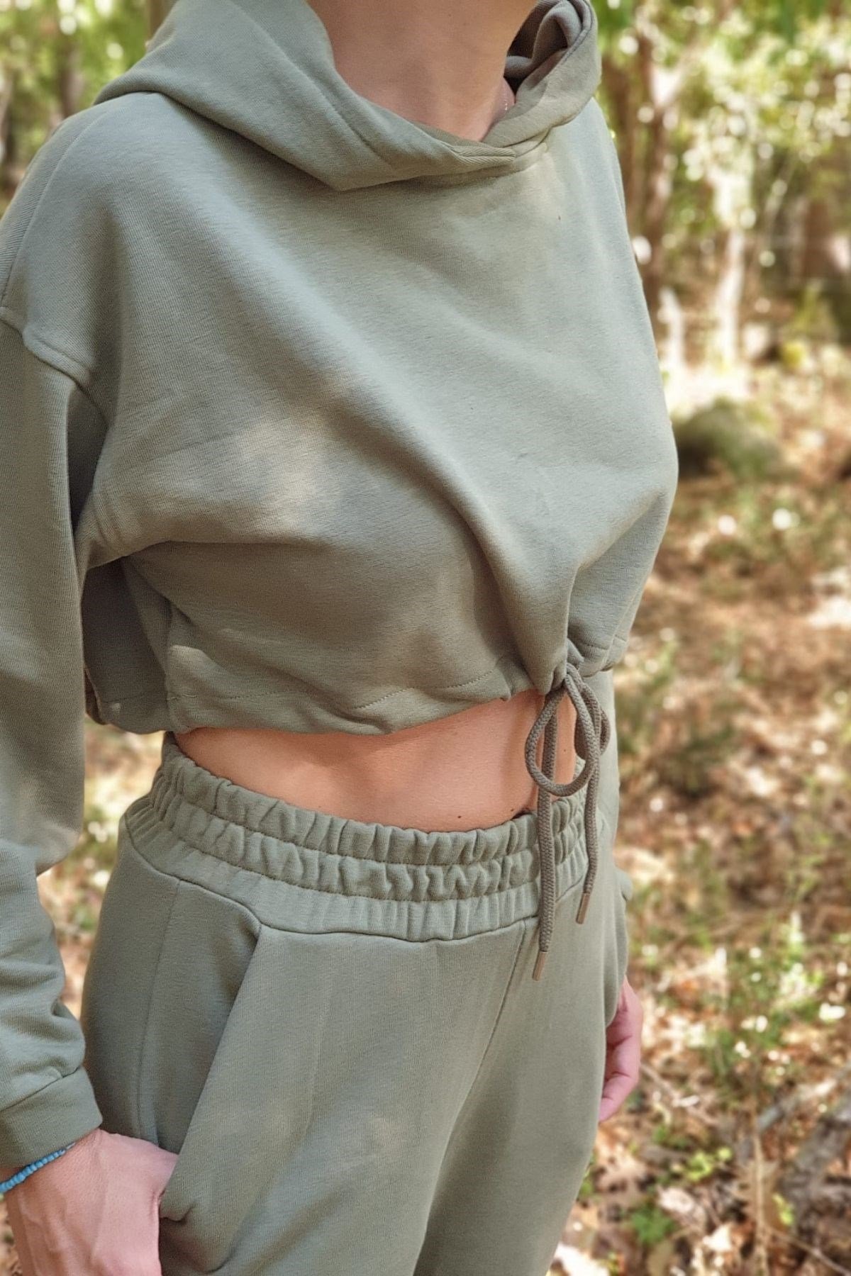 Crop Sweatshirt Yeşil