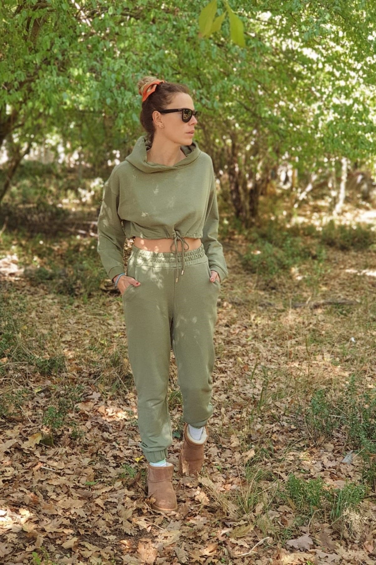 Crop Sweatshirt Yeşil