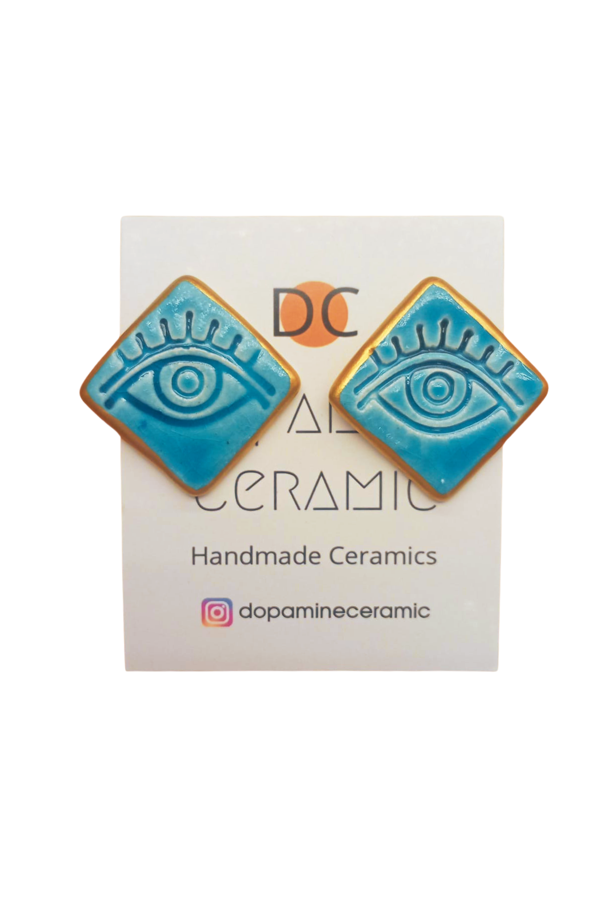 Dopamine Ceramic Yaldızlı Göz Seramik Küpe