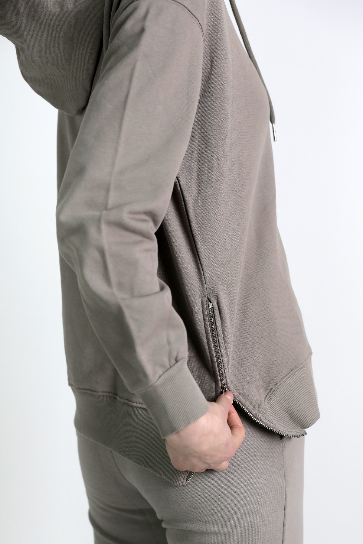Fermuar Detaylı Sweatshirt Vizon