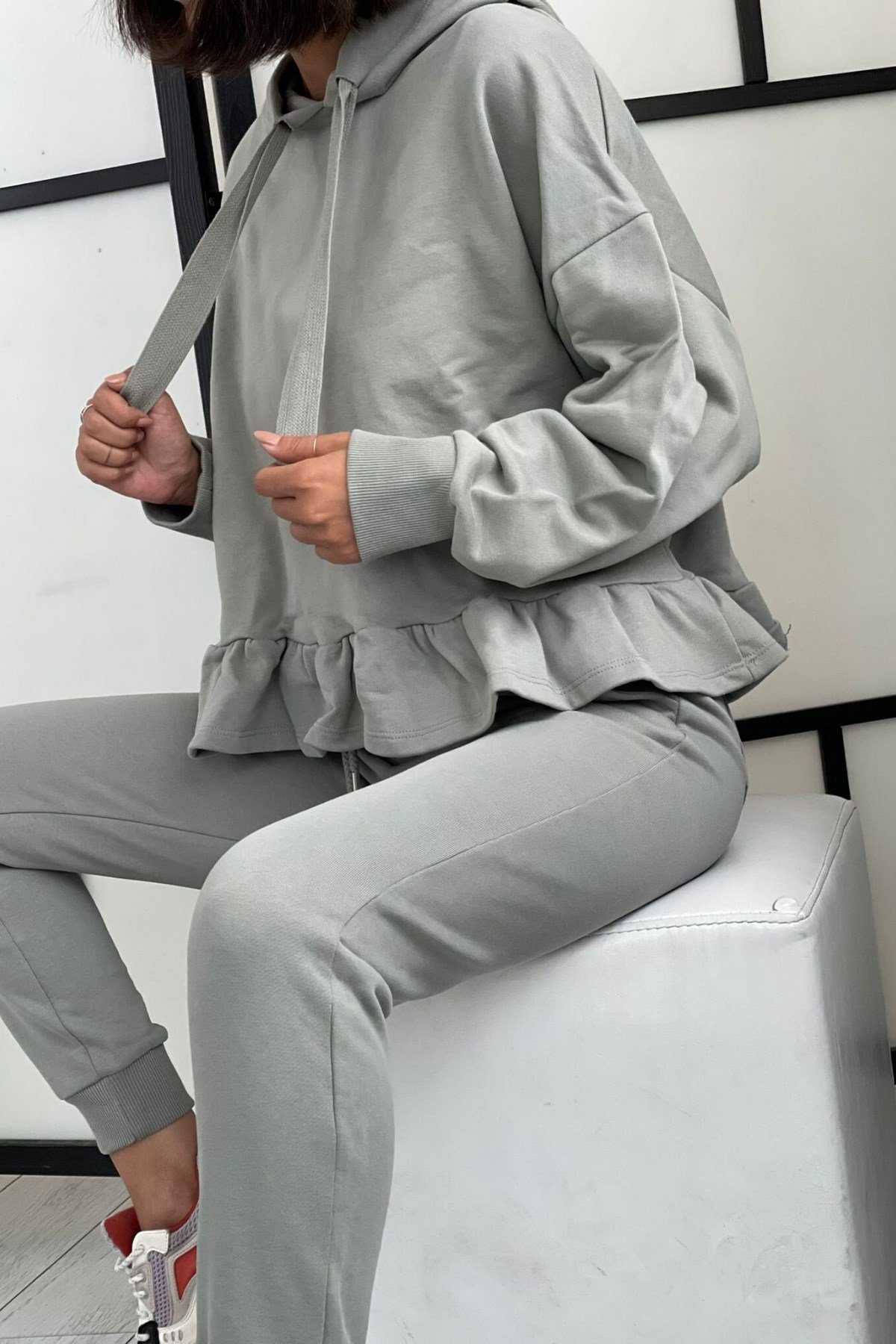 Fırfırlı Sweatshirt Haki