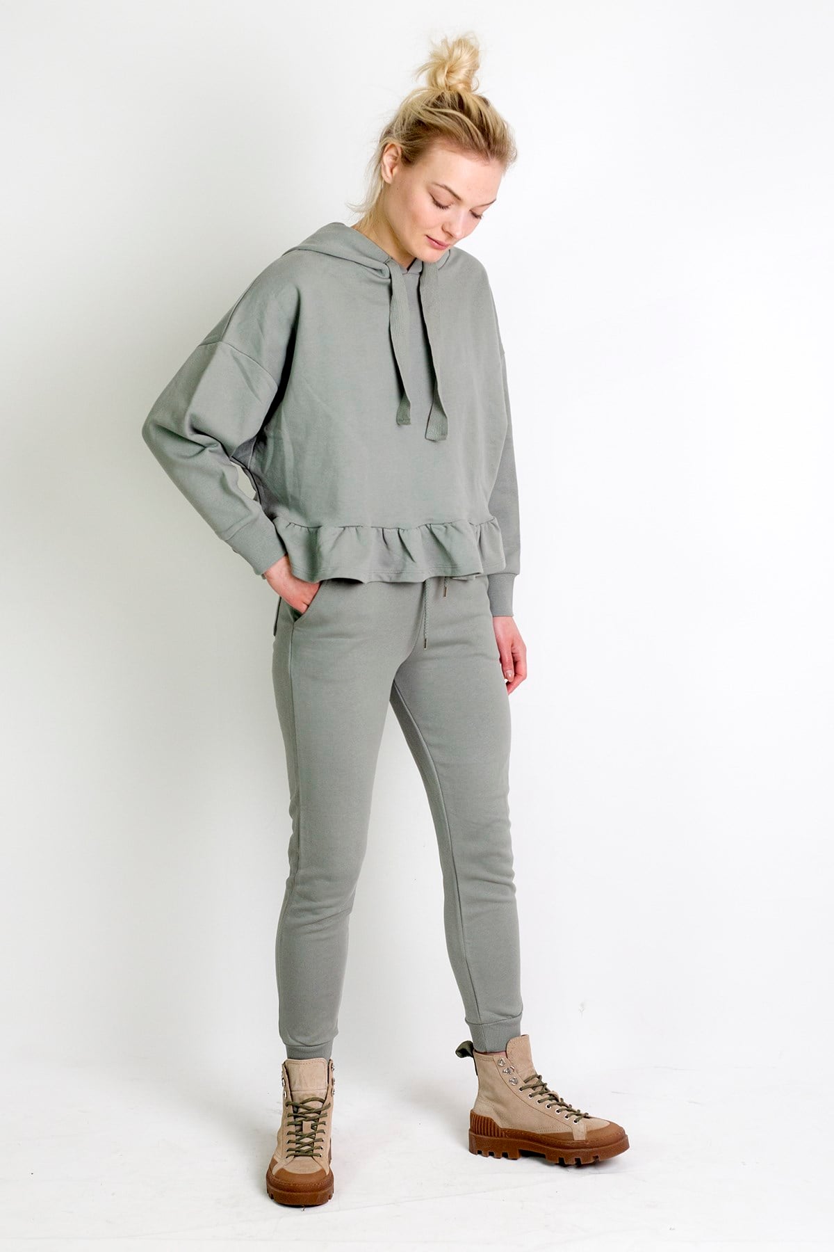 Fırfırlı Sweatshirt Haki