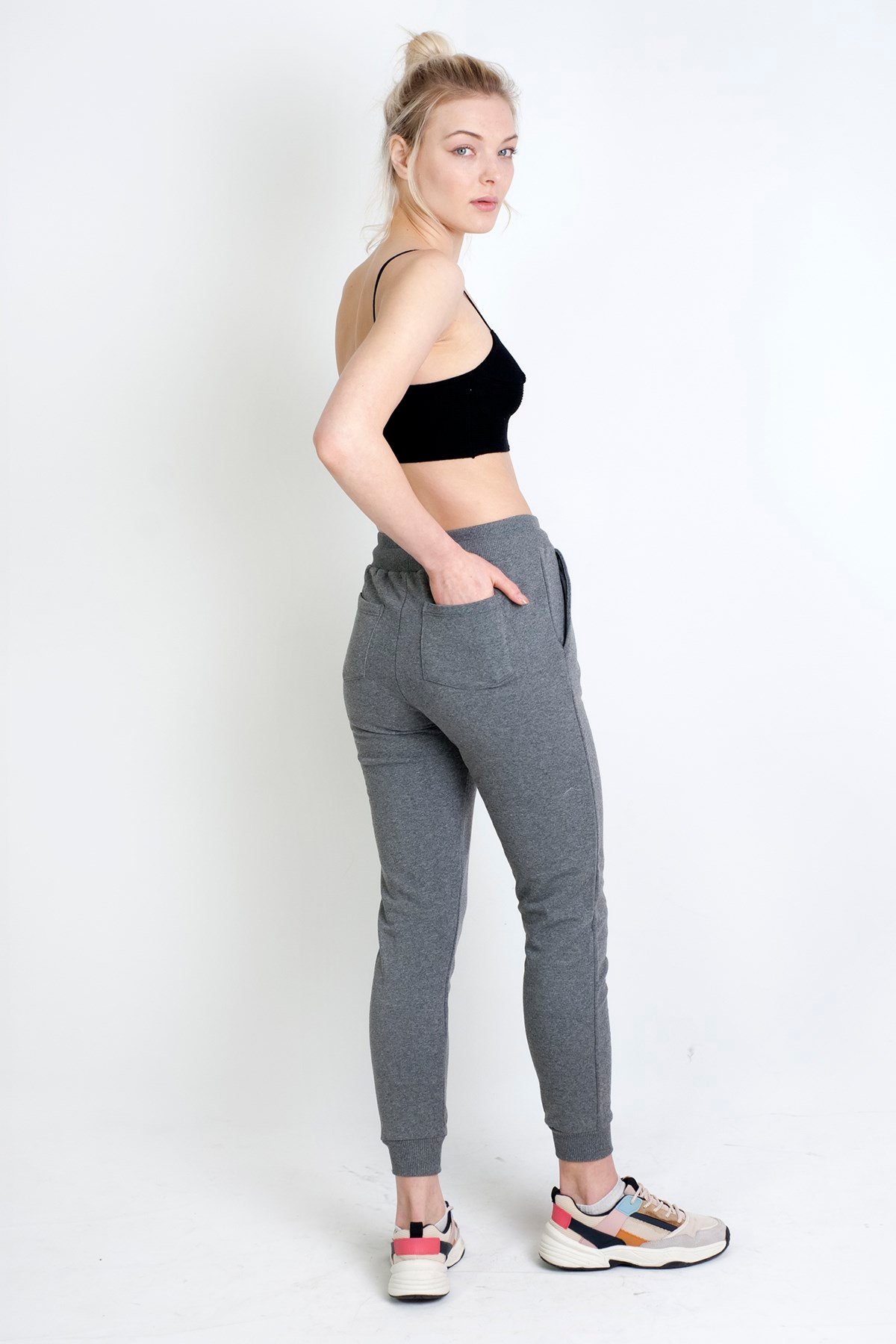 Fitilli Triko Crop Top Siyah