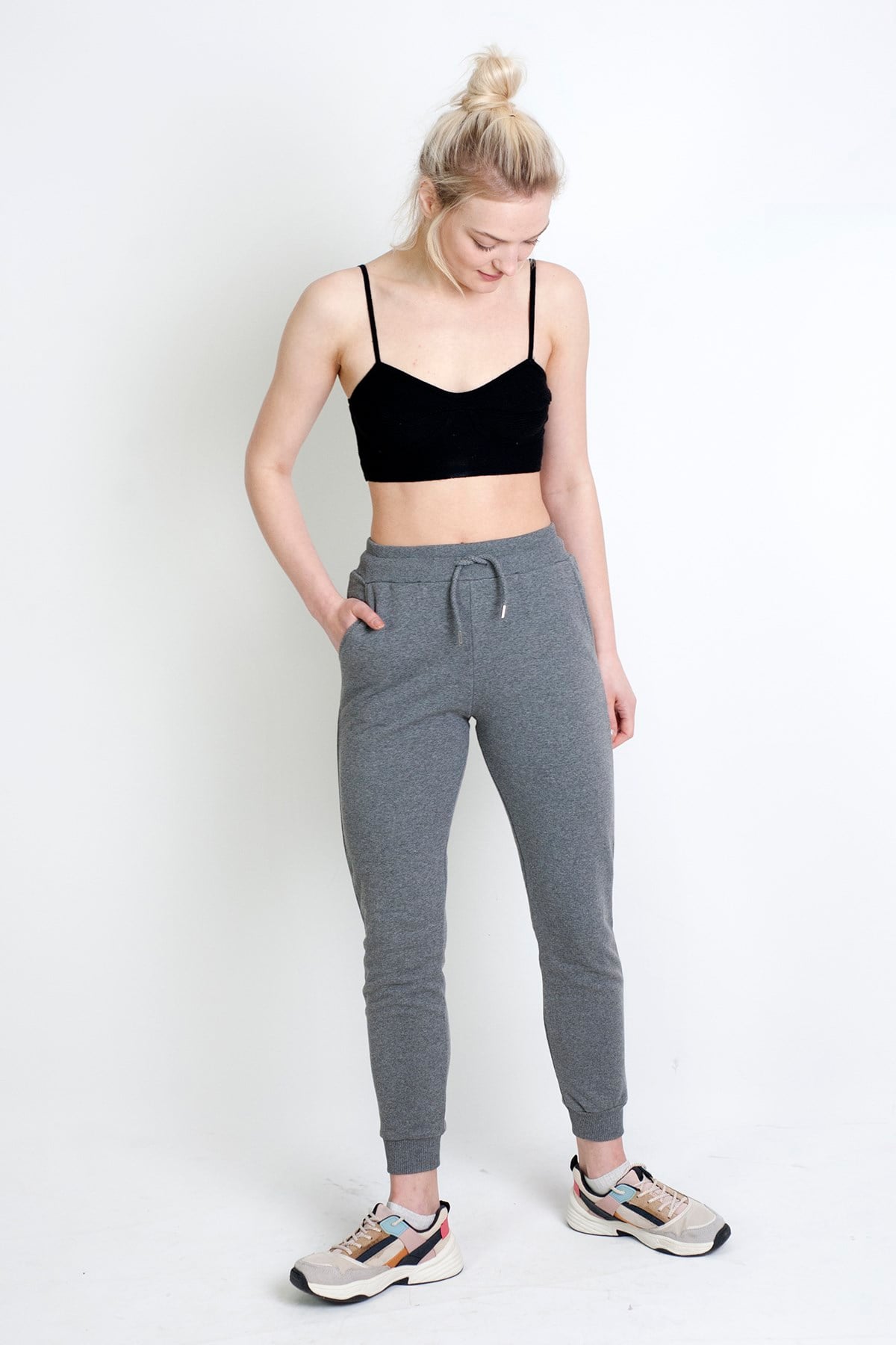 Fitilli Triko Crop Top Siyah