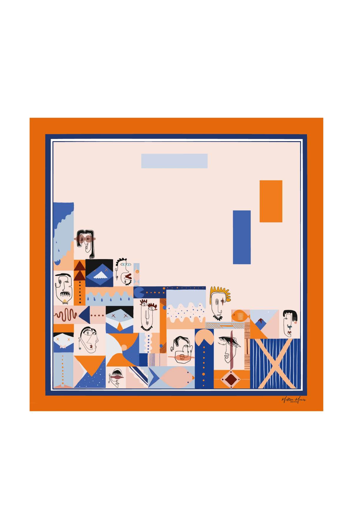 Galene Human Tetris Wave İpek Şal Eşarp