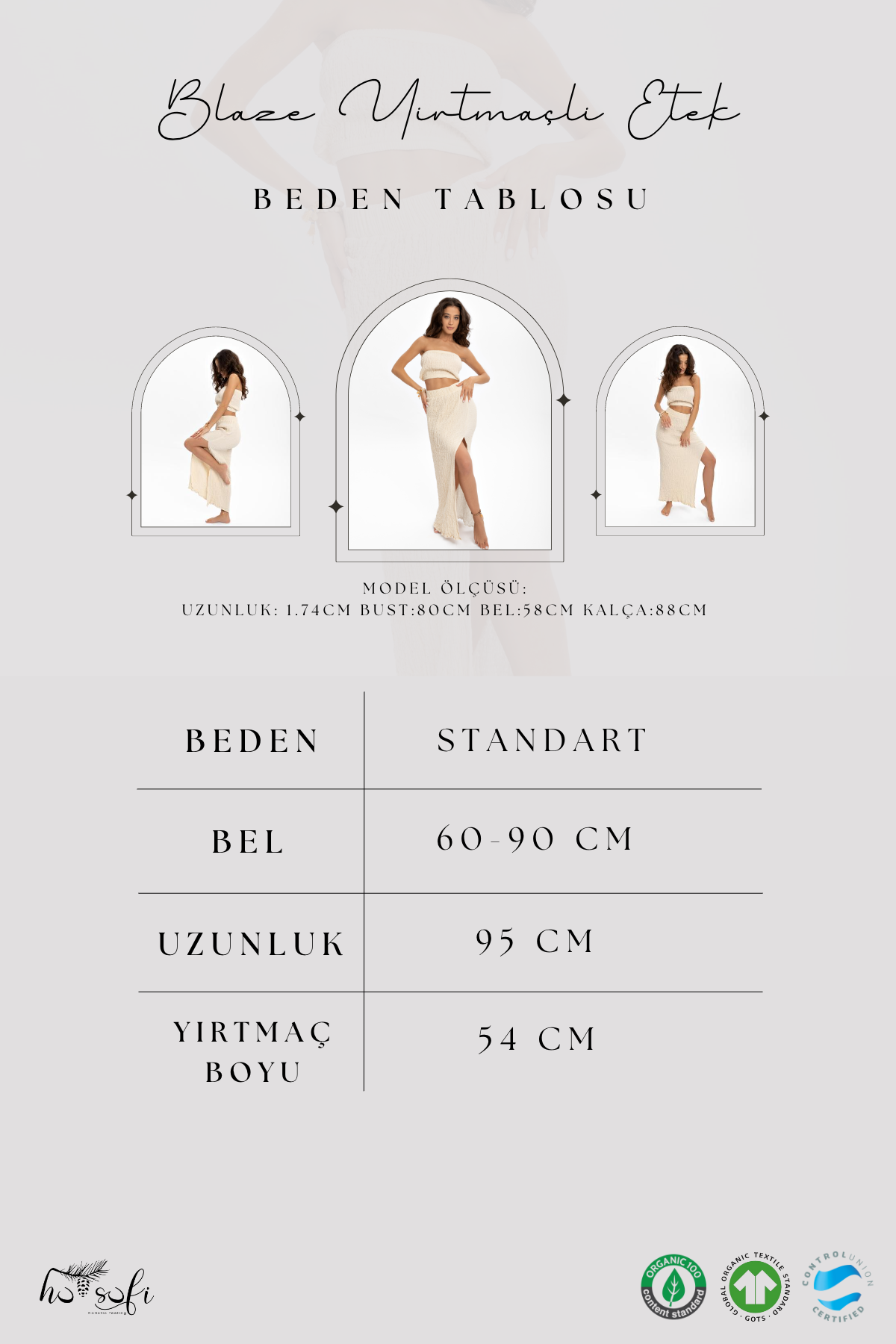 Husufi Blaze Bürümcüklü Tek Taraflı Yırtmaçlı Etek