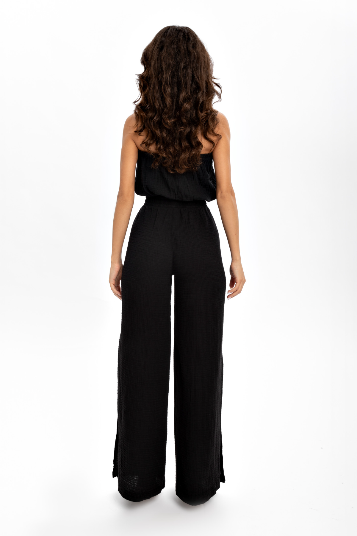 Husufi Slitside Müslin Yırtmaçlı Pantolon HSFSS02_Black