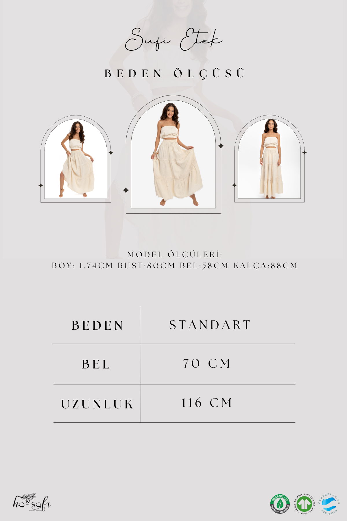 Husufi Sufi Dantelli Uzun Etek