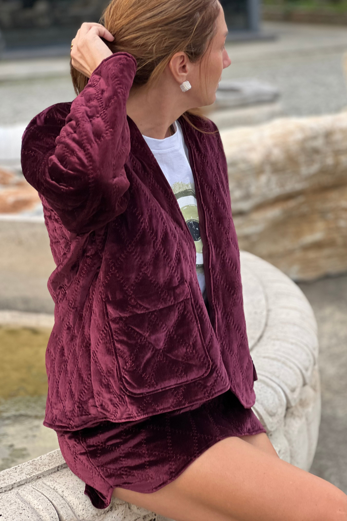 Kadife Bordo Ceket