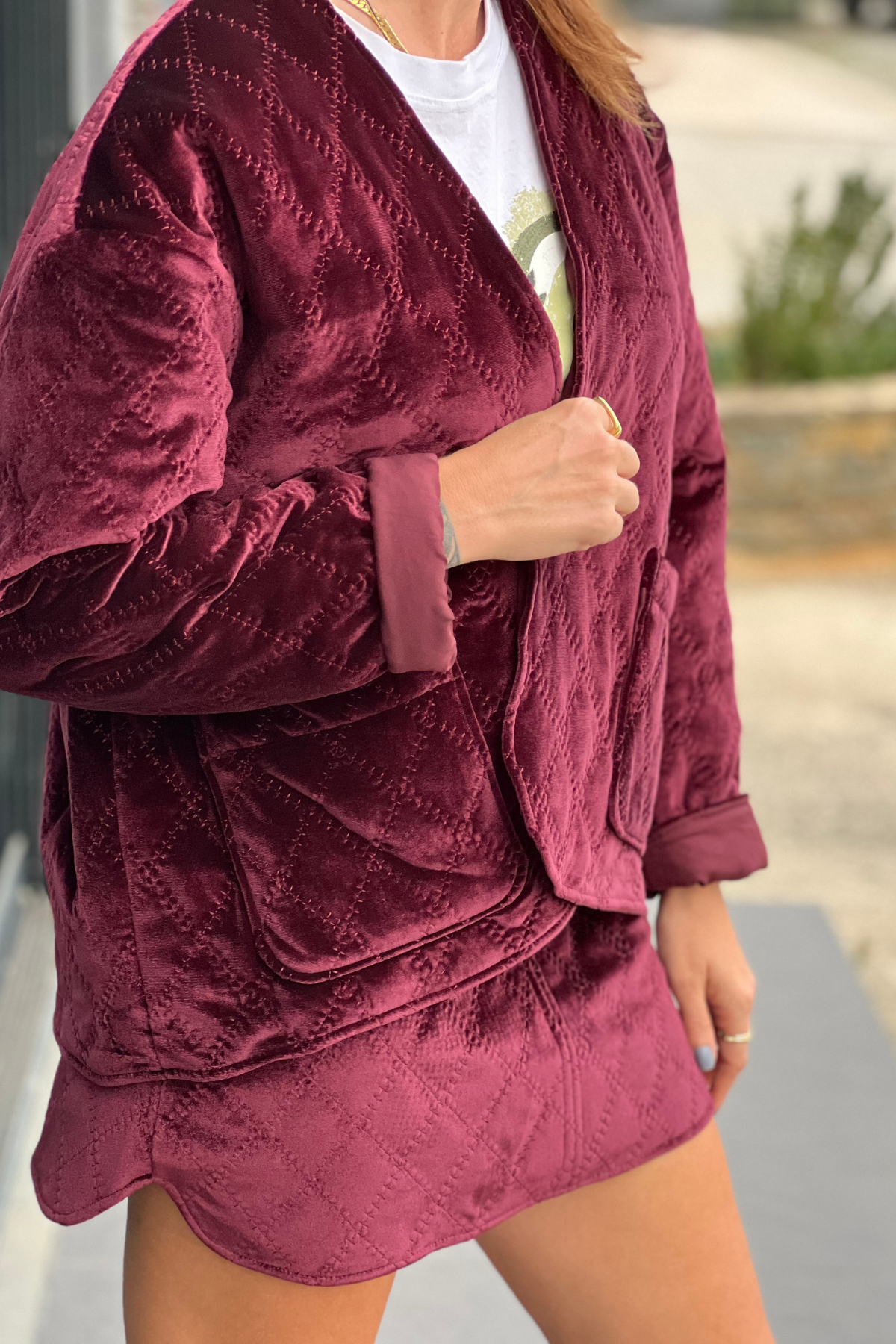 Kadife Bordo Ceket