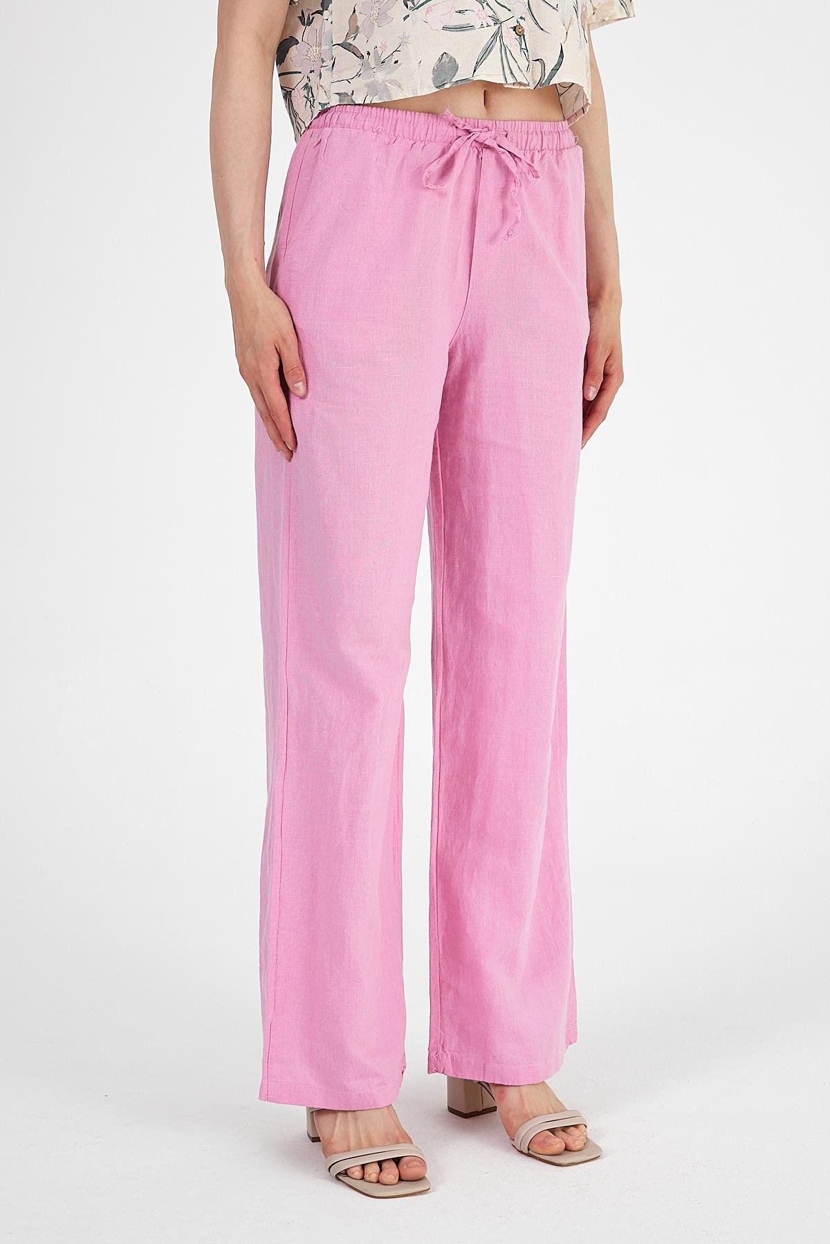 Keten Pantolon Pembe