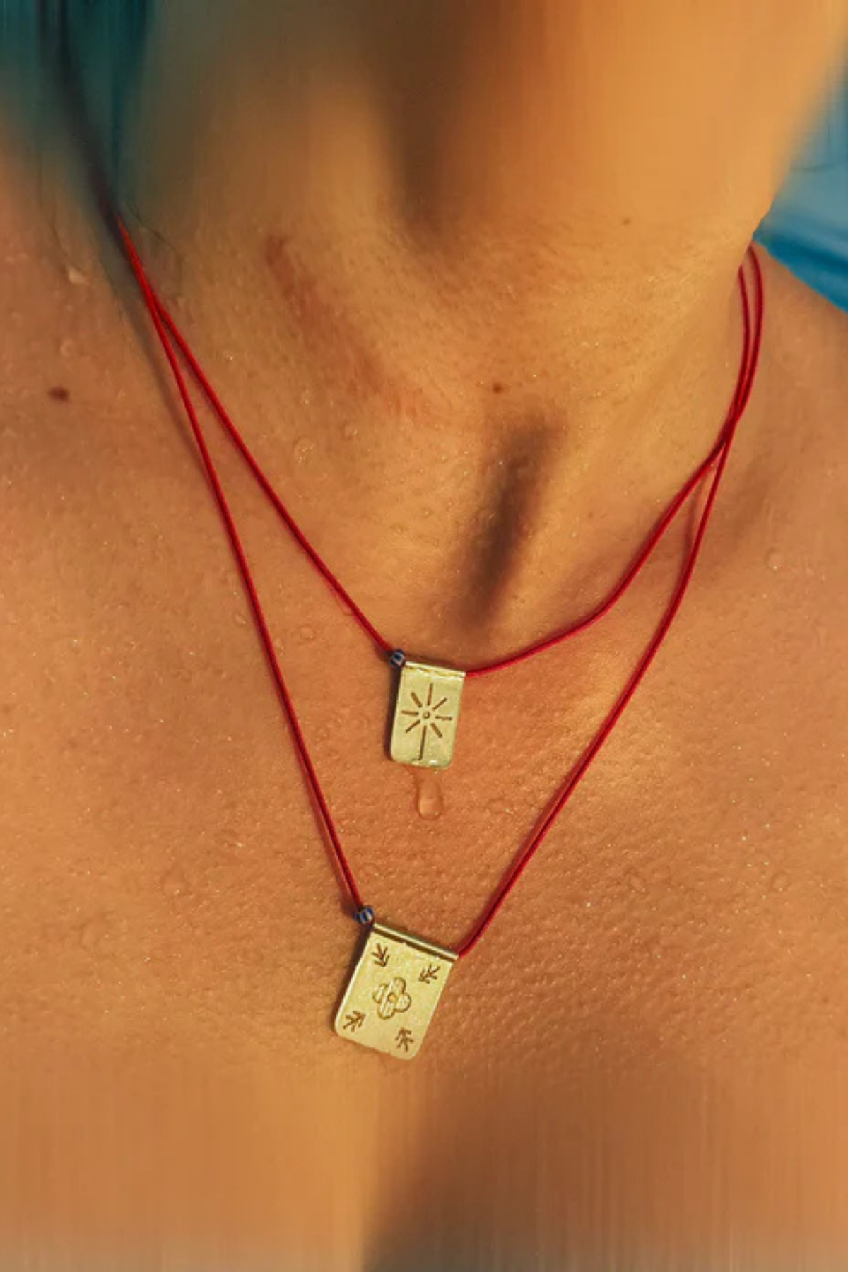 Kırmızı ip gümüş kolye Kırmızı50