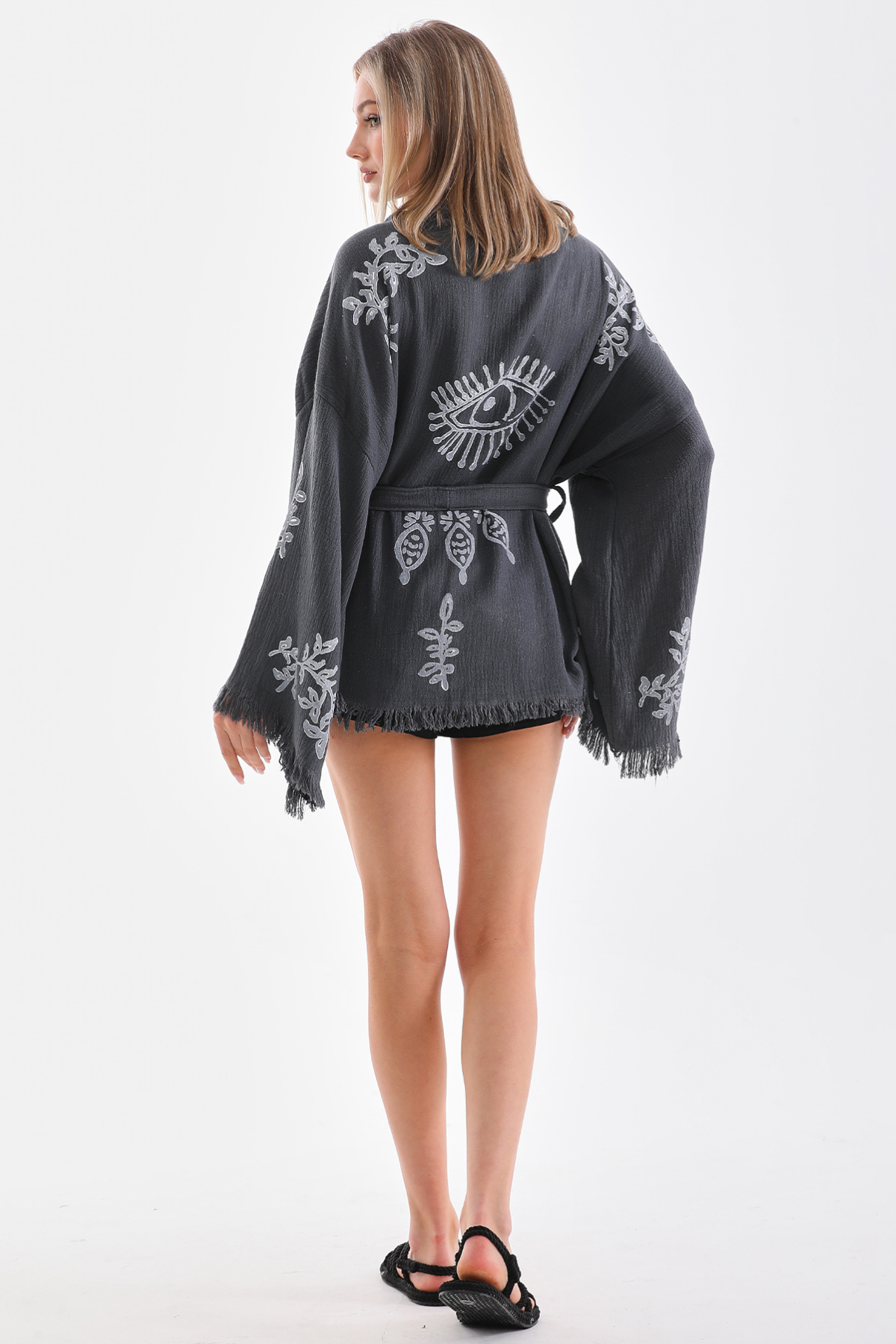 Kısa Göz Desenli Kimono