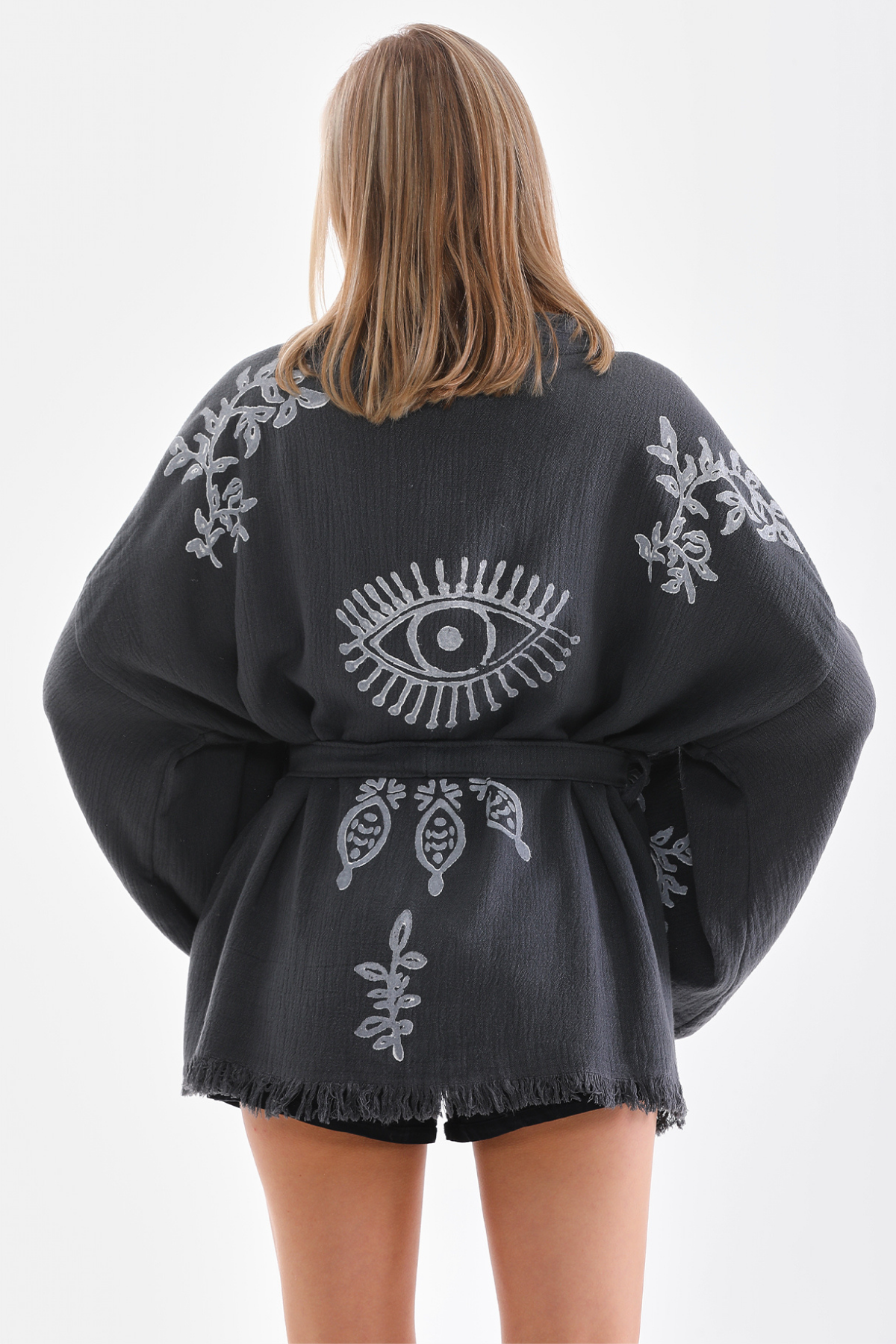 Kısa Göz Desenli Kimono