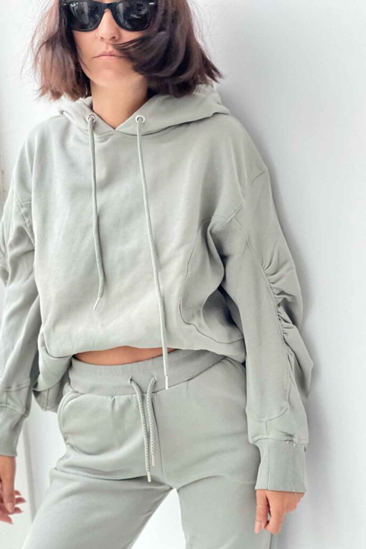Kol Detaylı Sweatshirt Haki