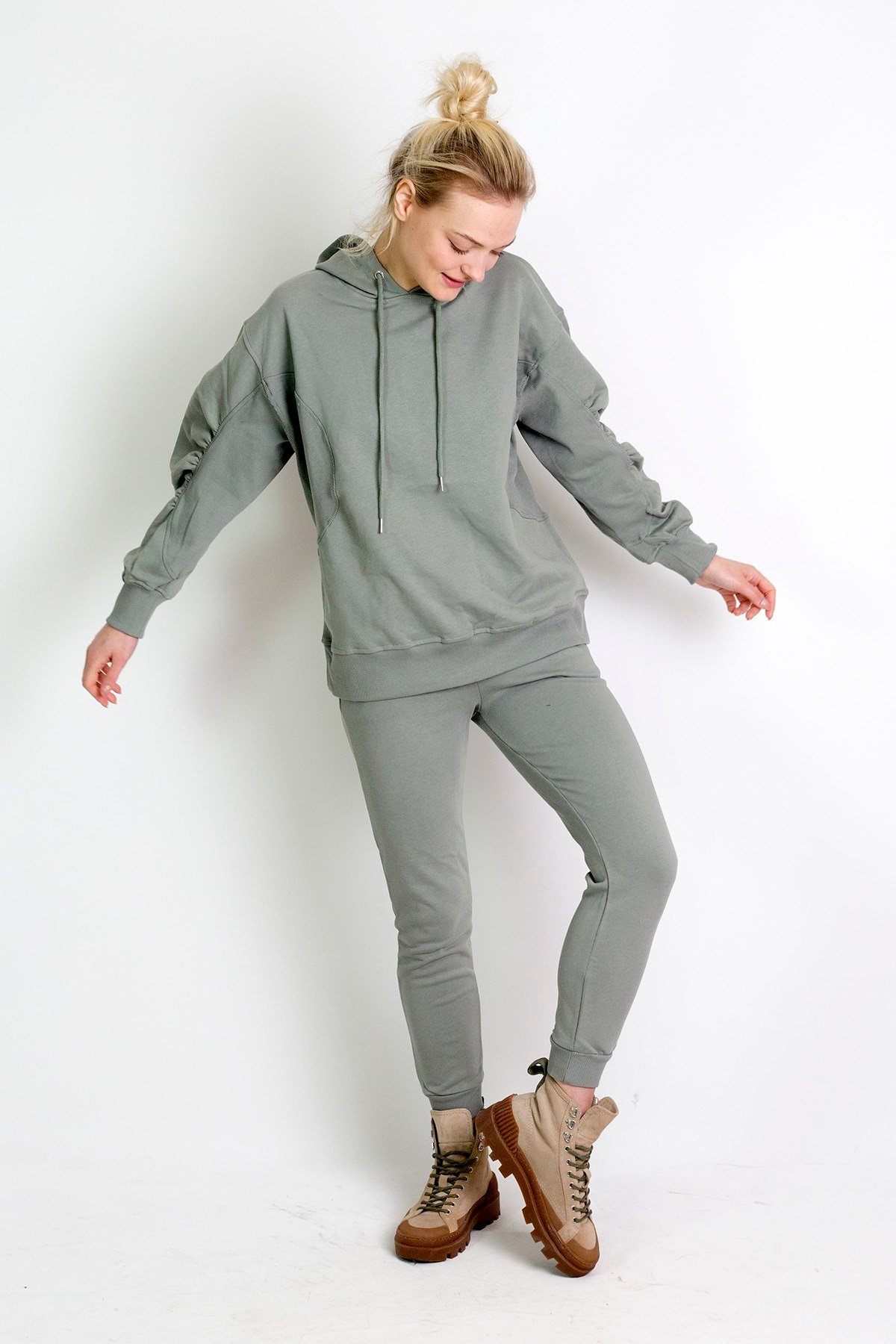 Kol Detaylı Sweatshirt Yeşil