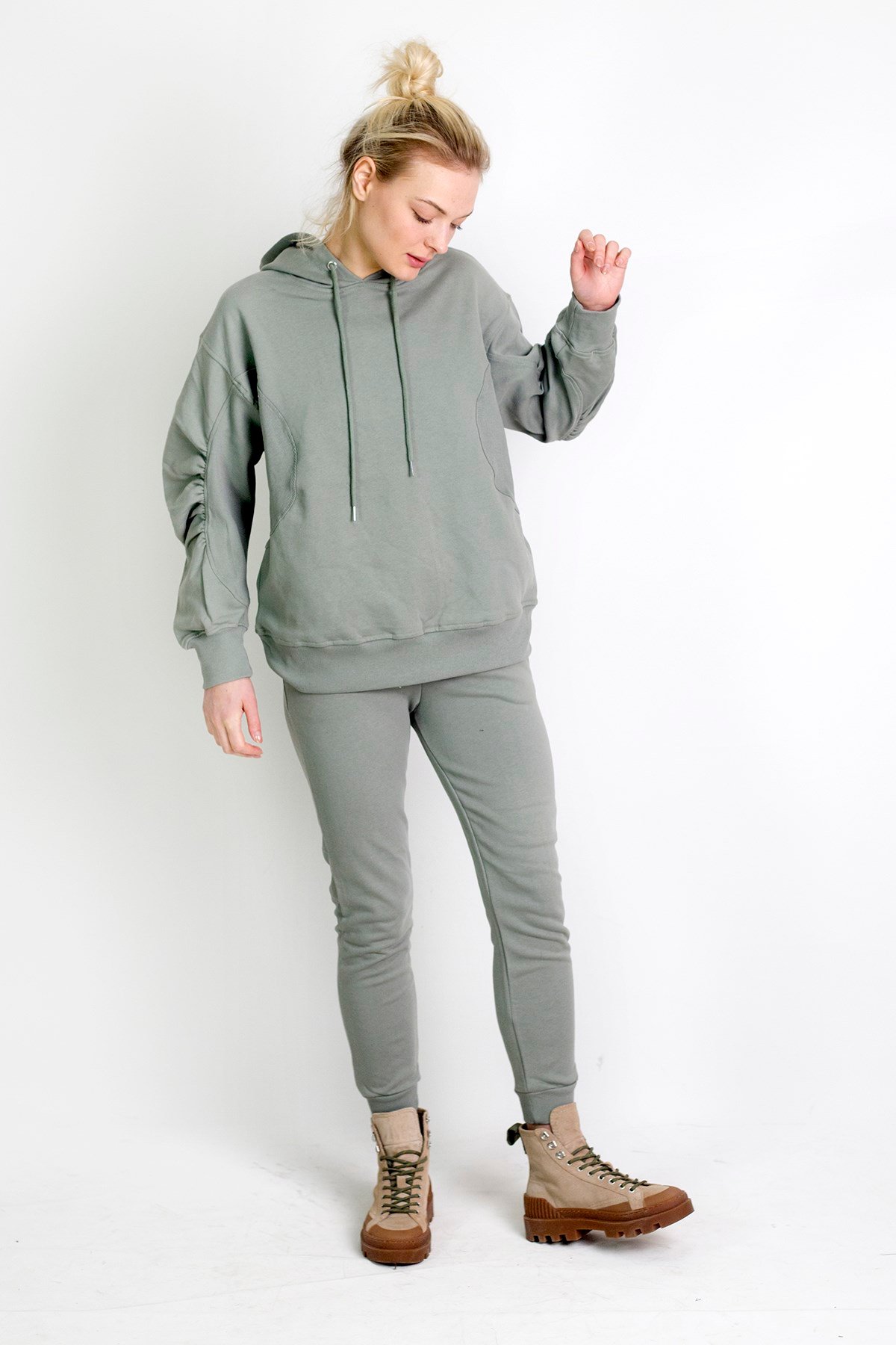 Kol Detaylı Sweatshirt Yeşil