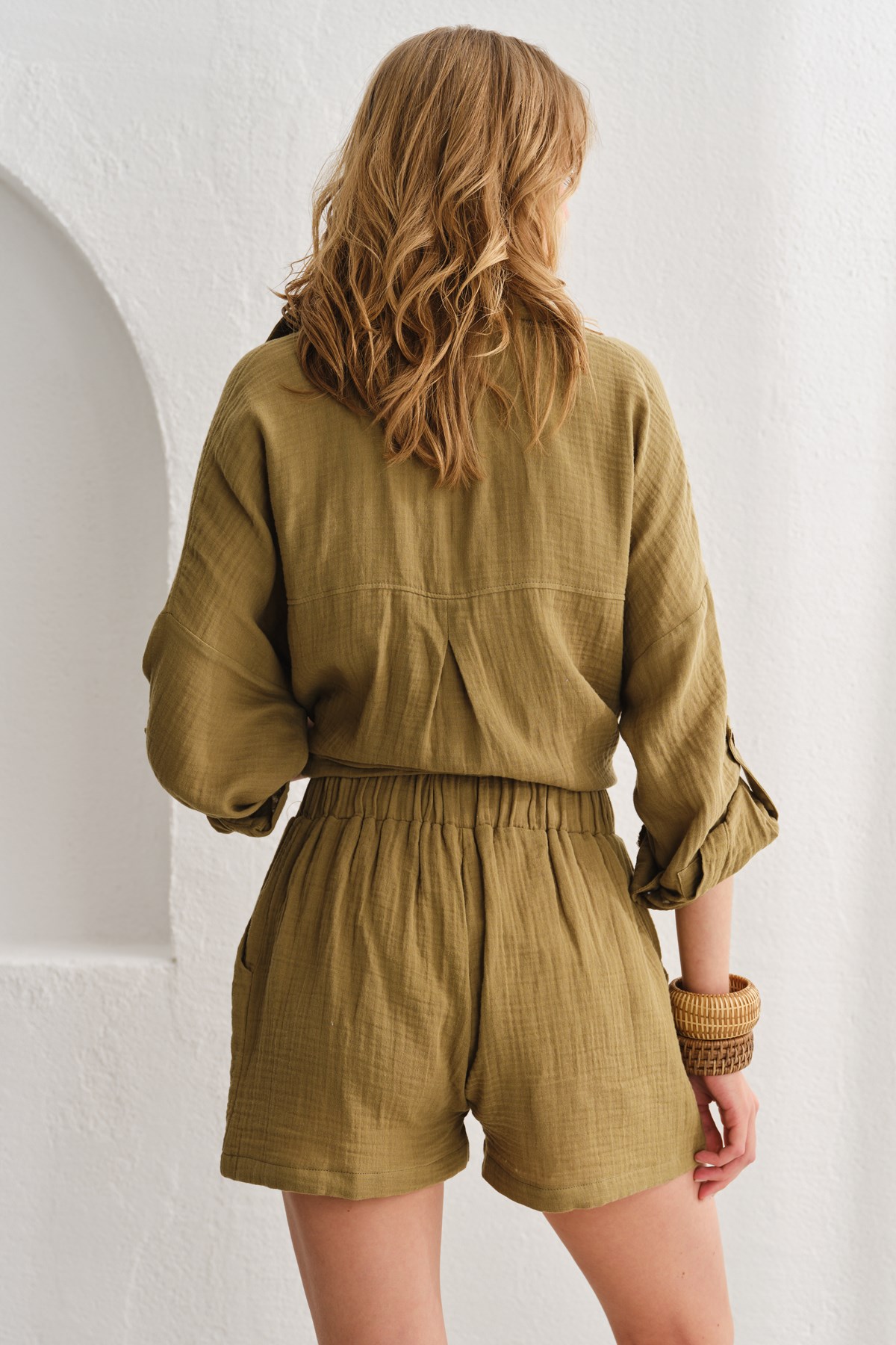 Lalin Müslin Şort Haki LM23508_Khaki