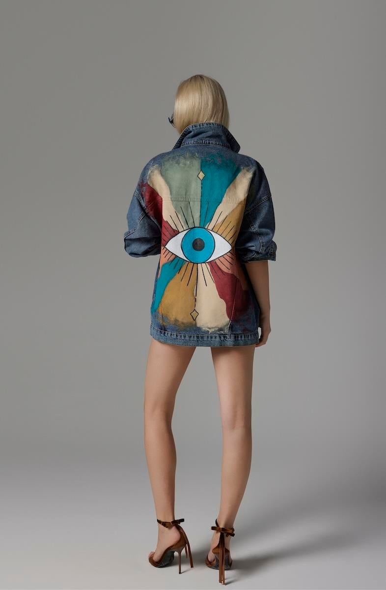 Look Project Rainbow Denim Ceket - Mavi