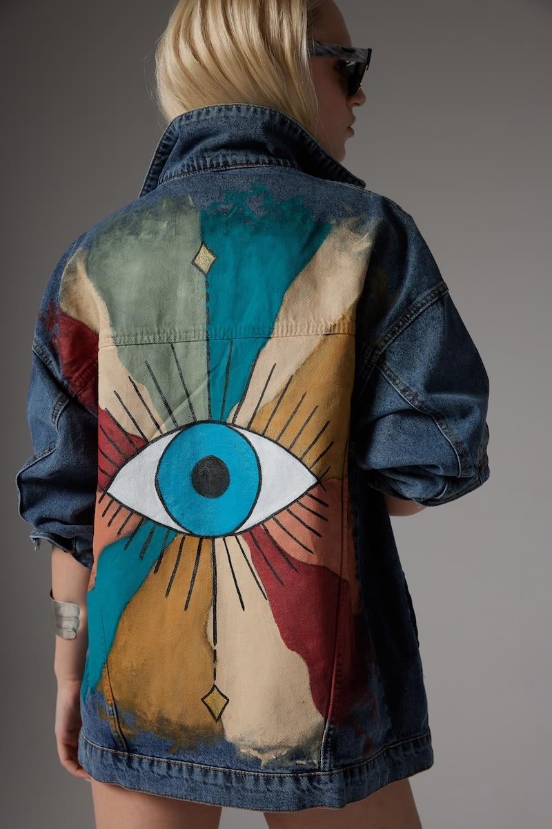 Look Project Rainbow Denim Ceket - Mavi