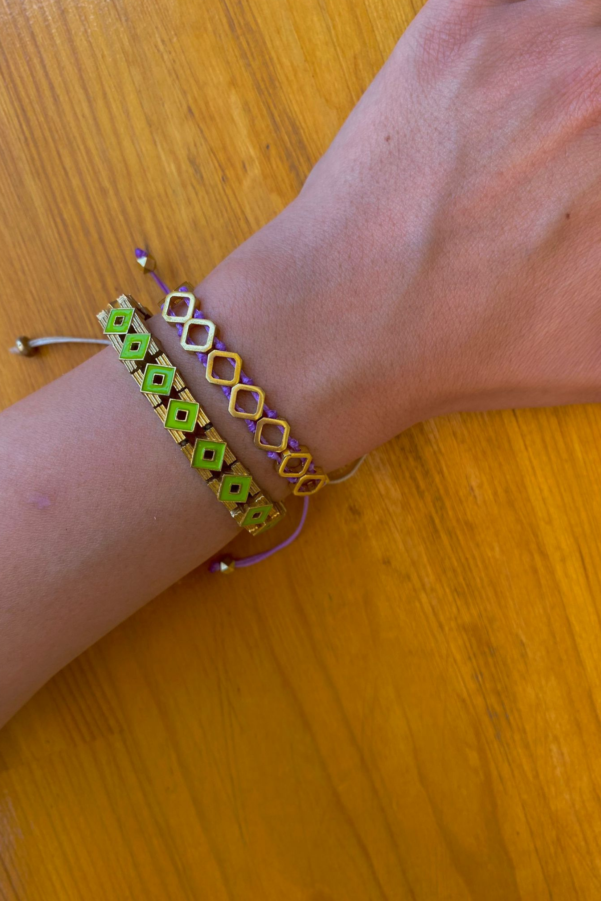 Mitico Jewelry Yeşil Kare Ayarlanabilir Bileklik