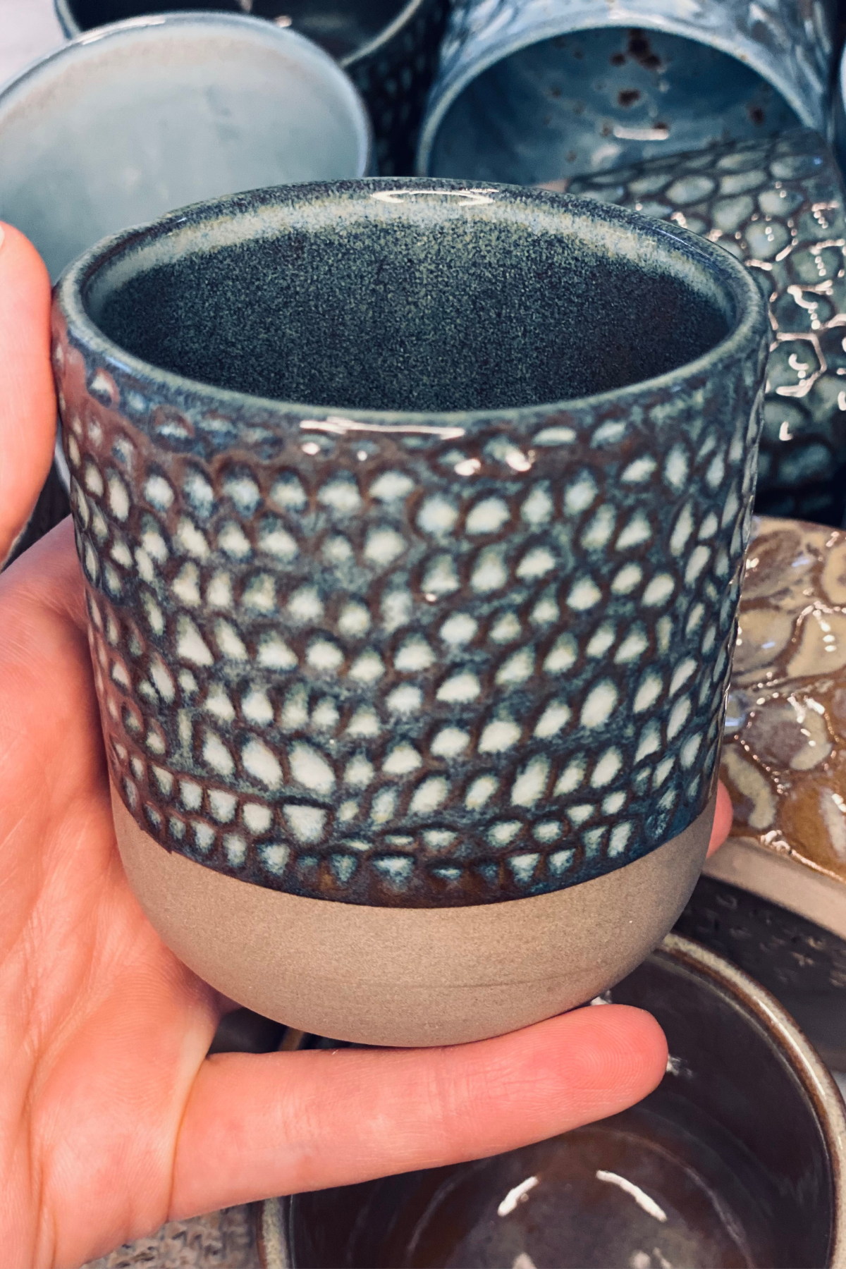 Orangery Objects Stonware Seramik Mavi Dokulu Kupa