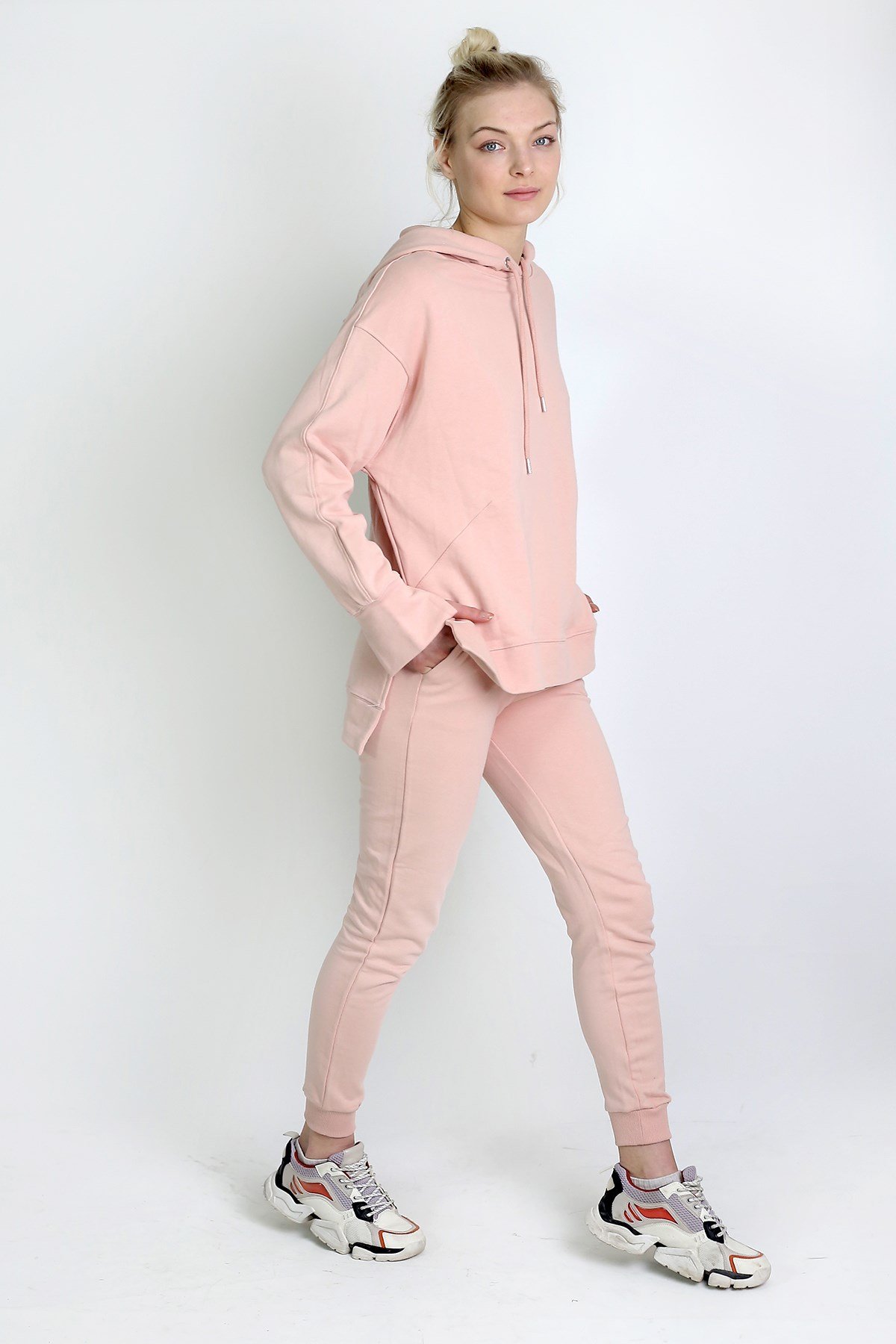 Paçası Lastikli Jogger Eşofman Altı Pembe