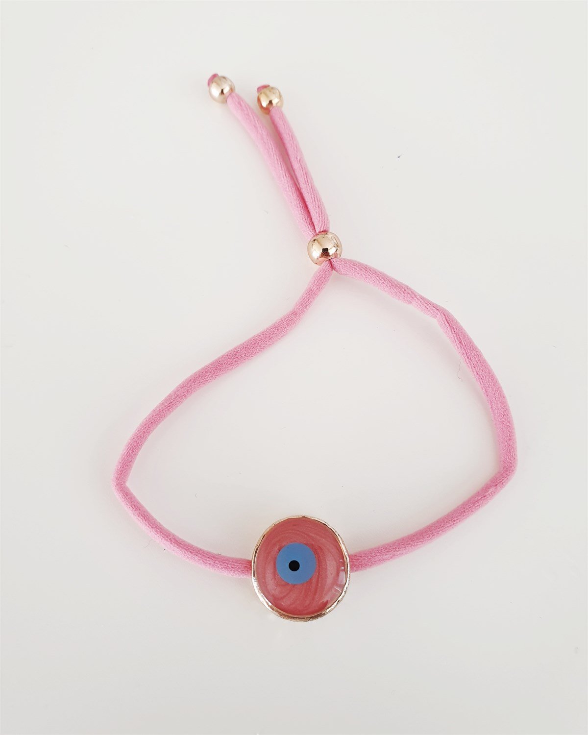 Pembe İpli Mineli Nazar Boncuklu Bileklik