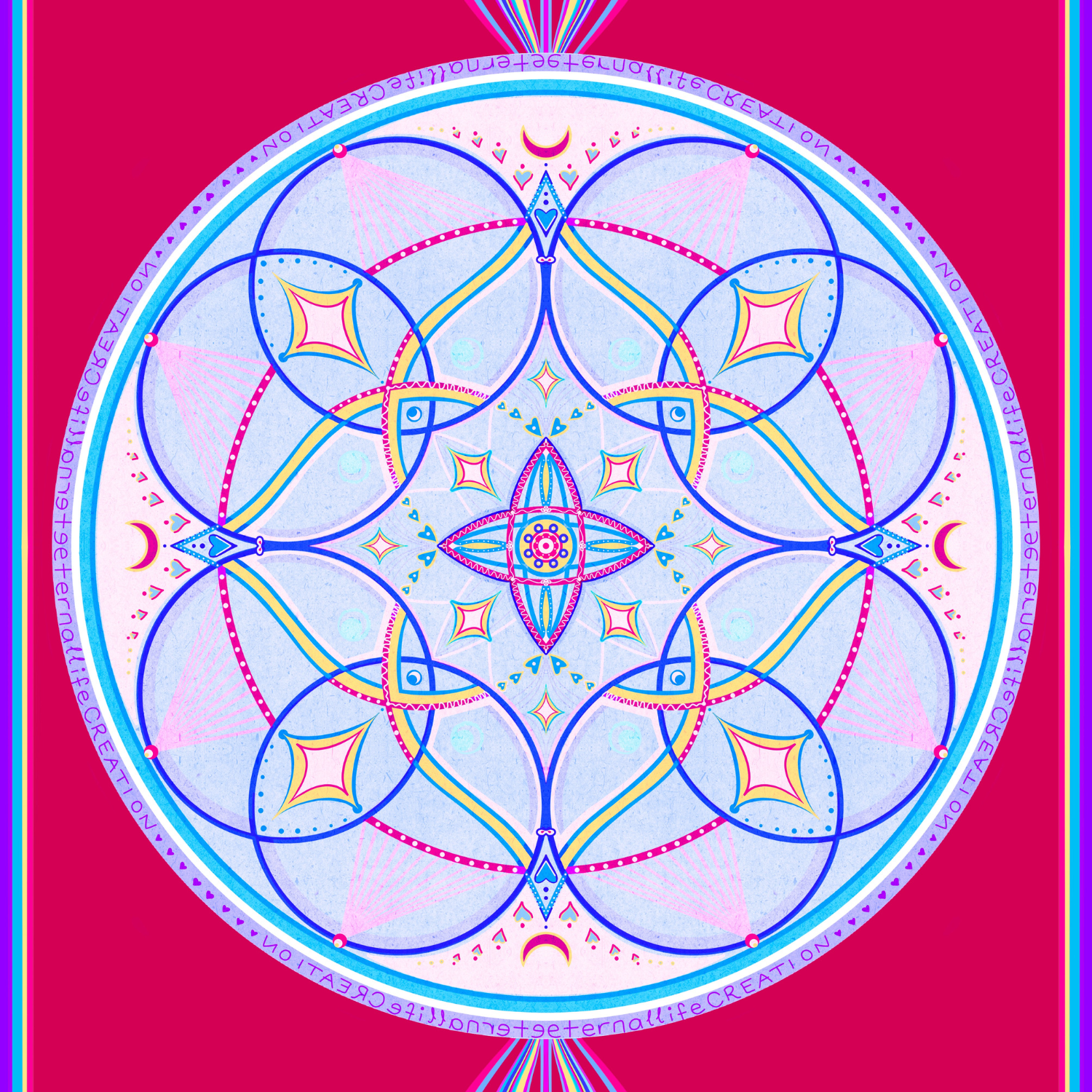 Petarya Mandala Series 4.1 mm Eternal Life Creation Doğal Kauçuk Kaydırmaz Yoga Matı