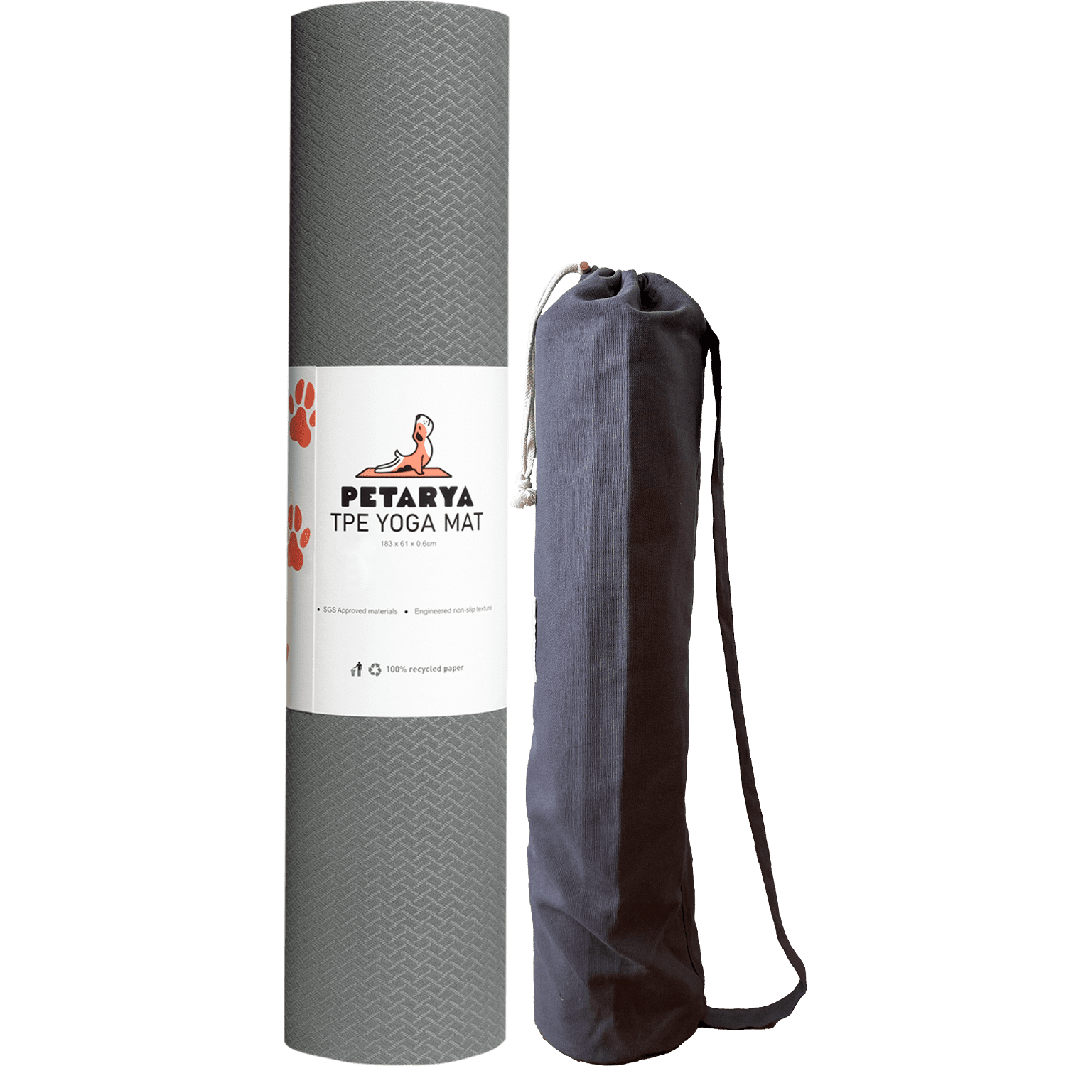 Petarya Refresh Series 6 mm Gri TPE Kaydırmaz Yoga Matı