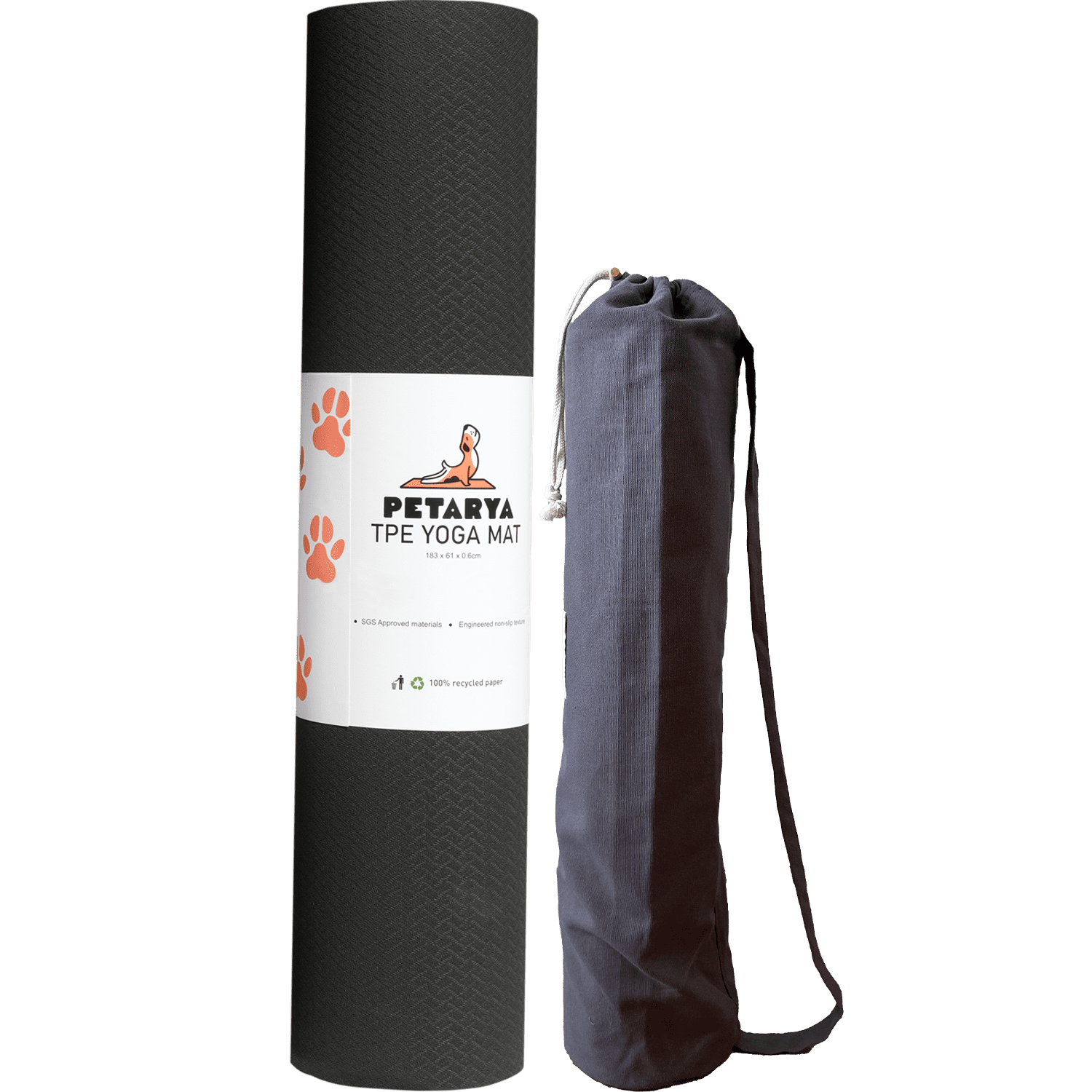 Petarya Refresh Series 6 mm Siyah TPE Kaydırmaz Yoga Matı