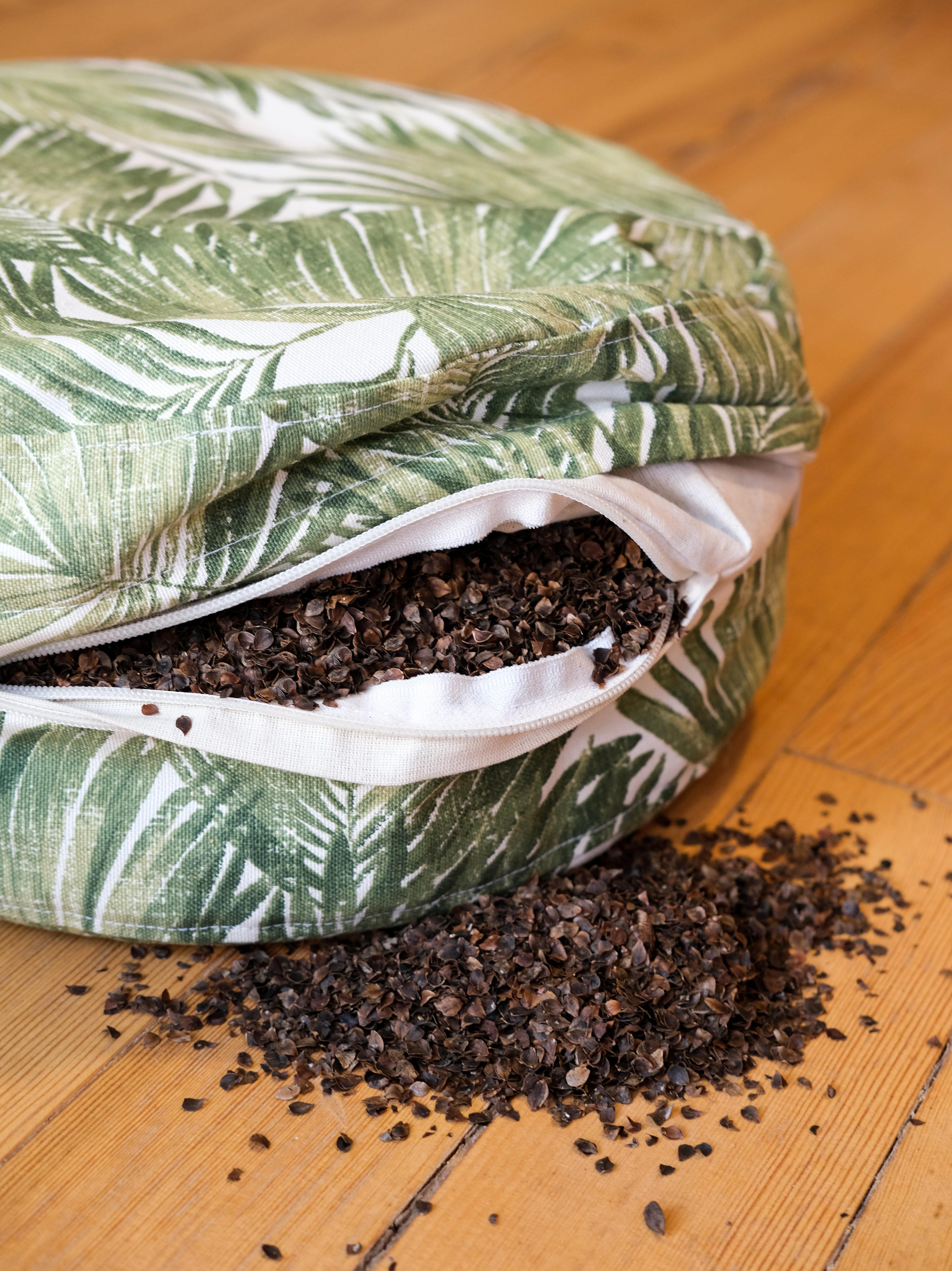 Petarya Zafu Gri Karabuğday Kabuğu Dolgulu Meditasyon Minderi