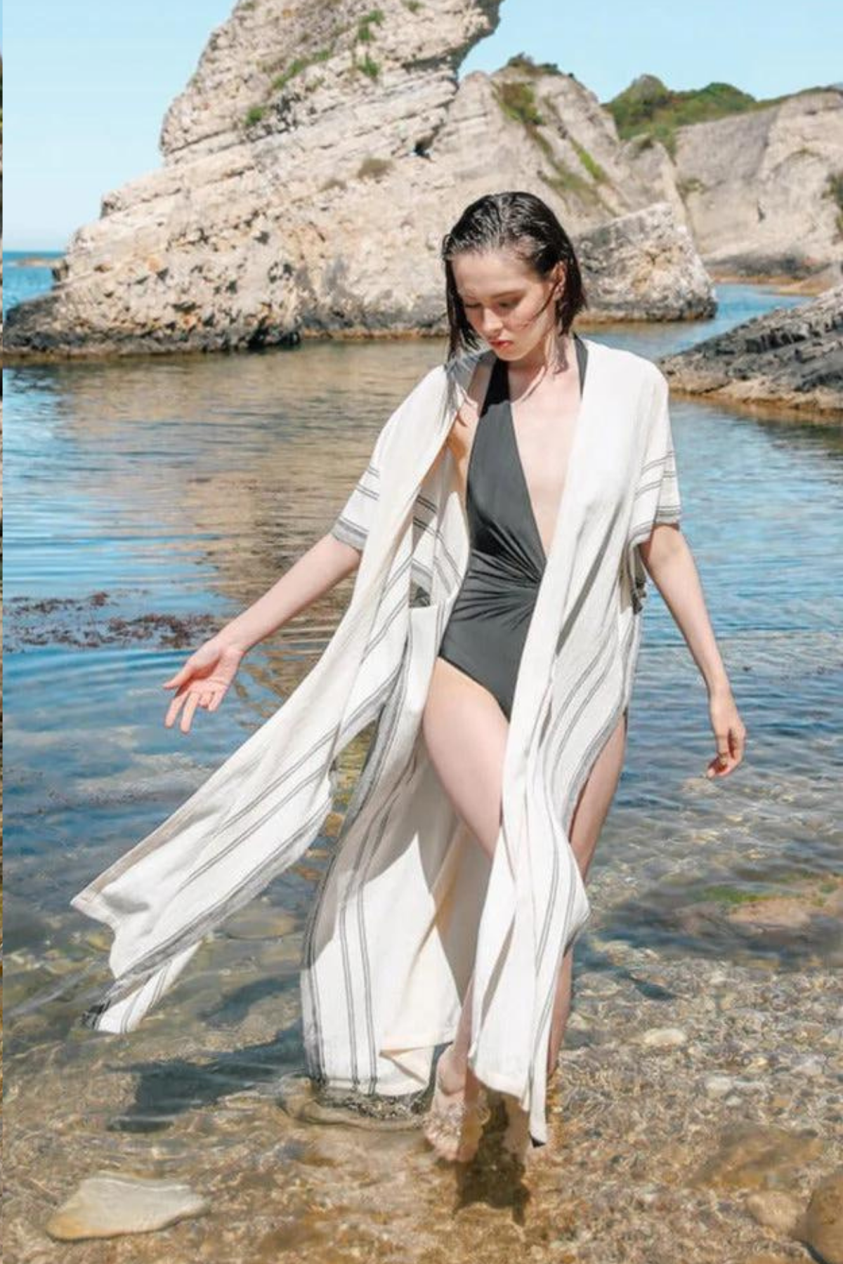 Primitive Crete Çizgili Kimono