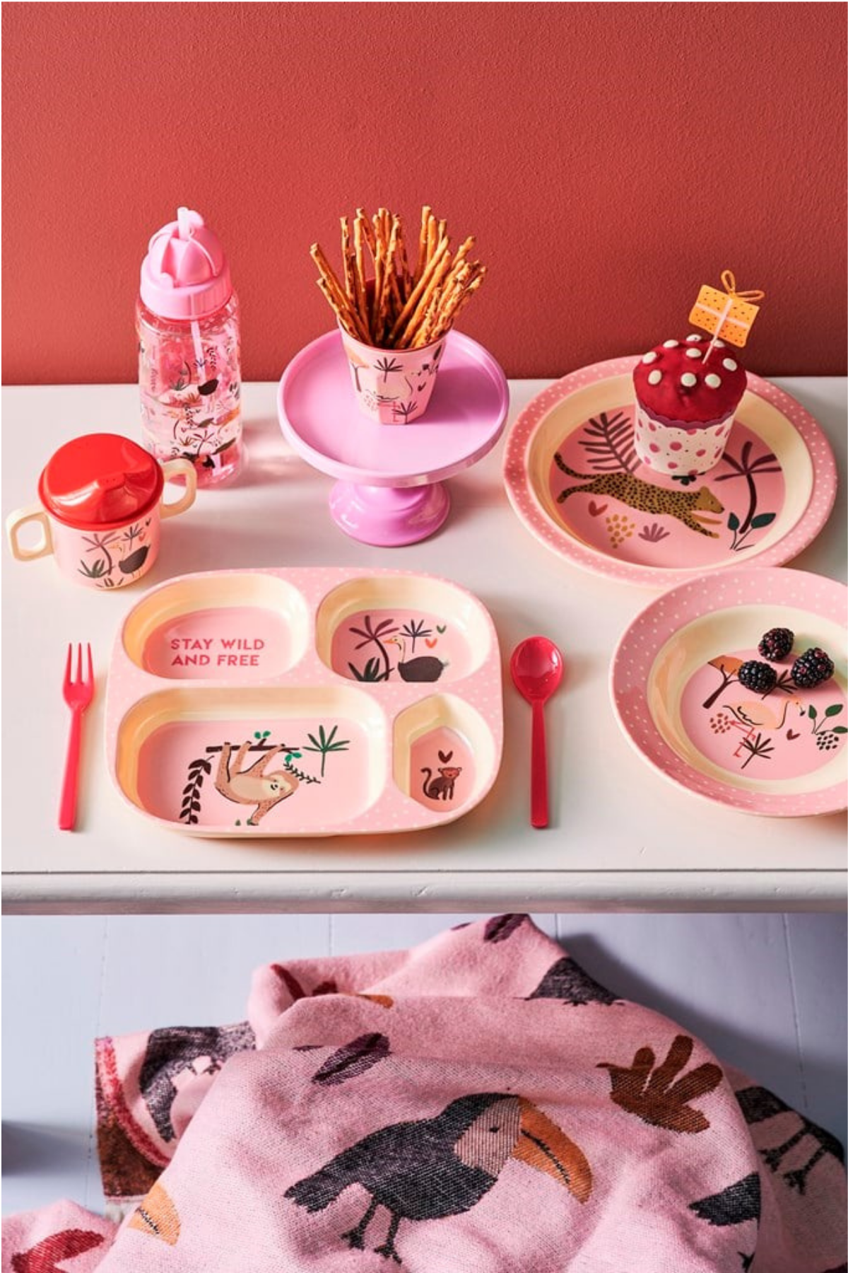 Rice Melamin Çocuk Çukur Tabak - Flamingo, KIBOW-JUNGI