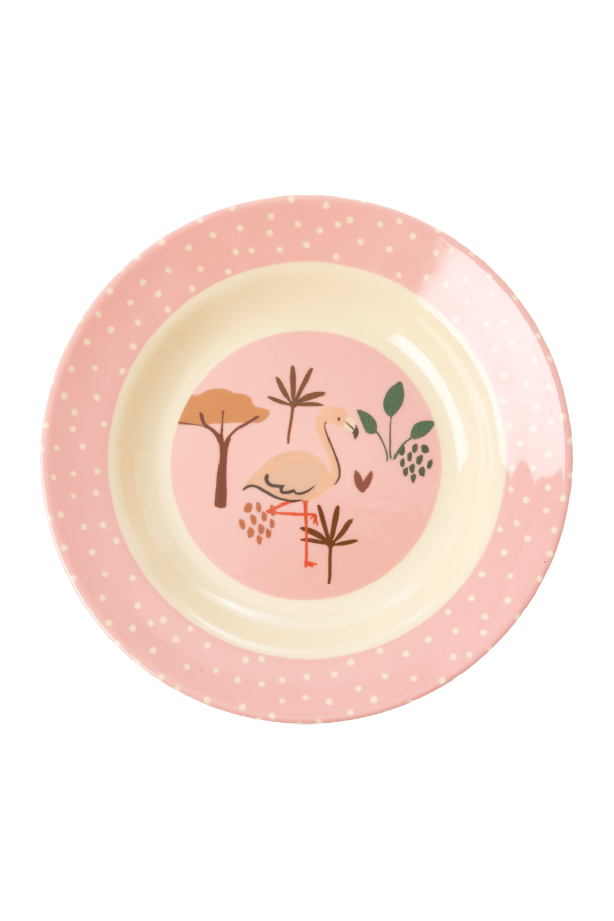Rice Melamin Çocuk Çukur Tabak - Flamingo, KIBOW-JUNGI