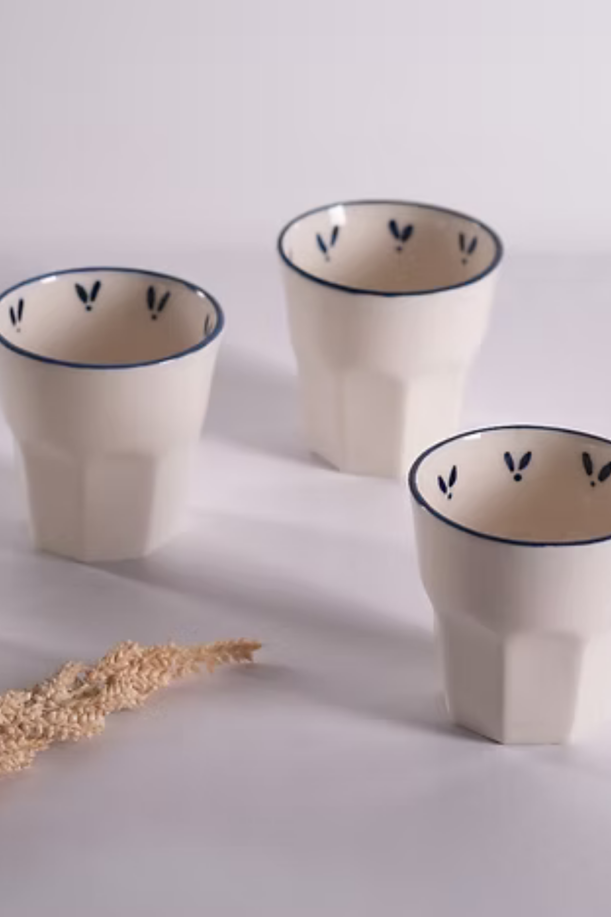 Sacu Ceramics Elif Mini Mavi Kalp Detaylı Seramik  Bardak