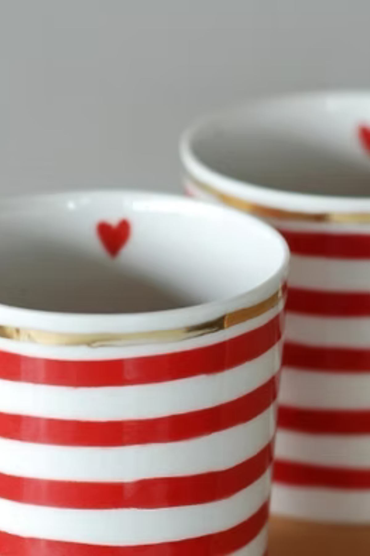 Sacu Ceramics Kumru Kırmızı Beyaz Çizgili Seramik Bardak