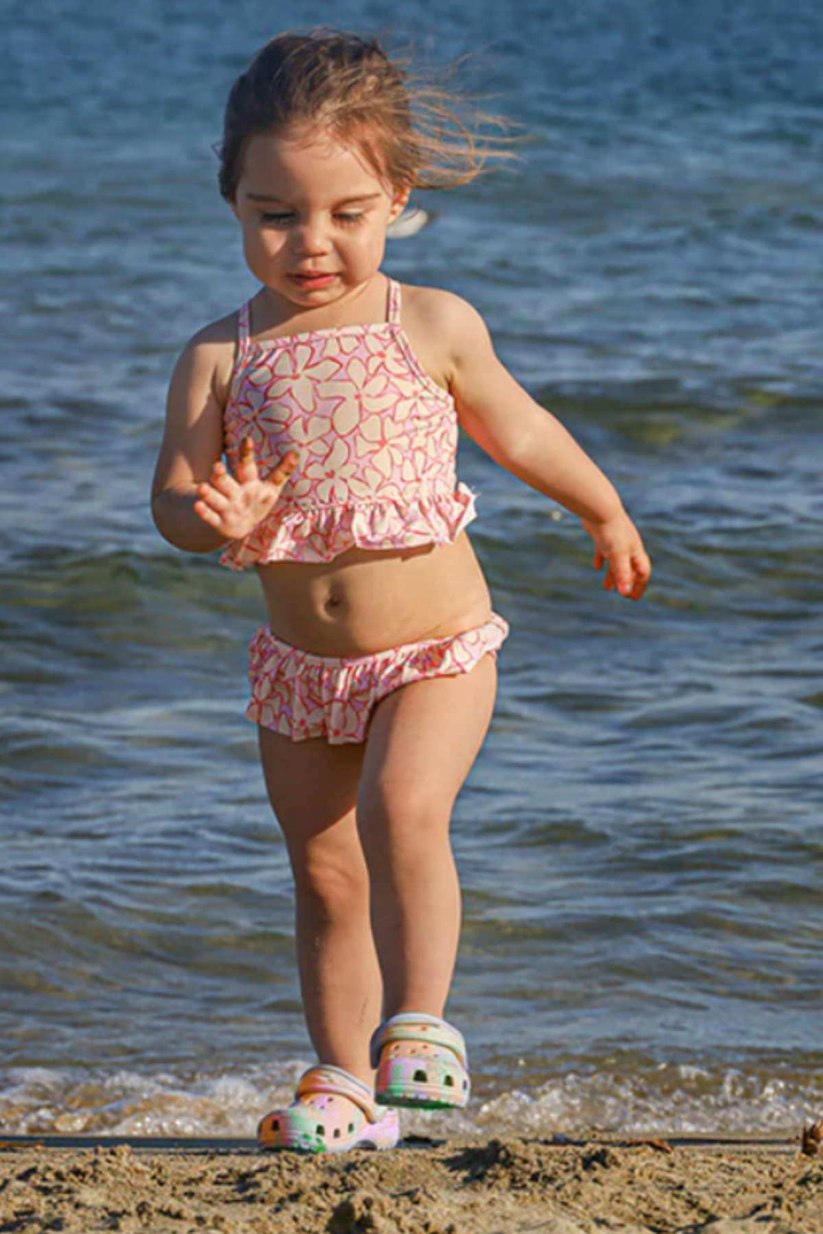 Sand Mother Kız Çocuk Pembe Bikini Takımı, Lilac Blossom
