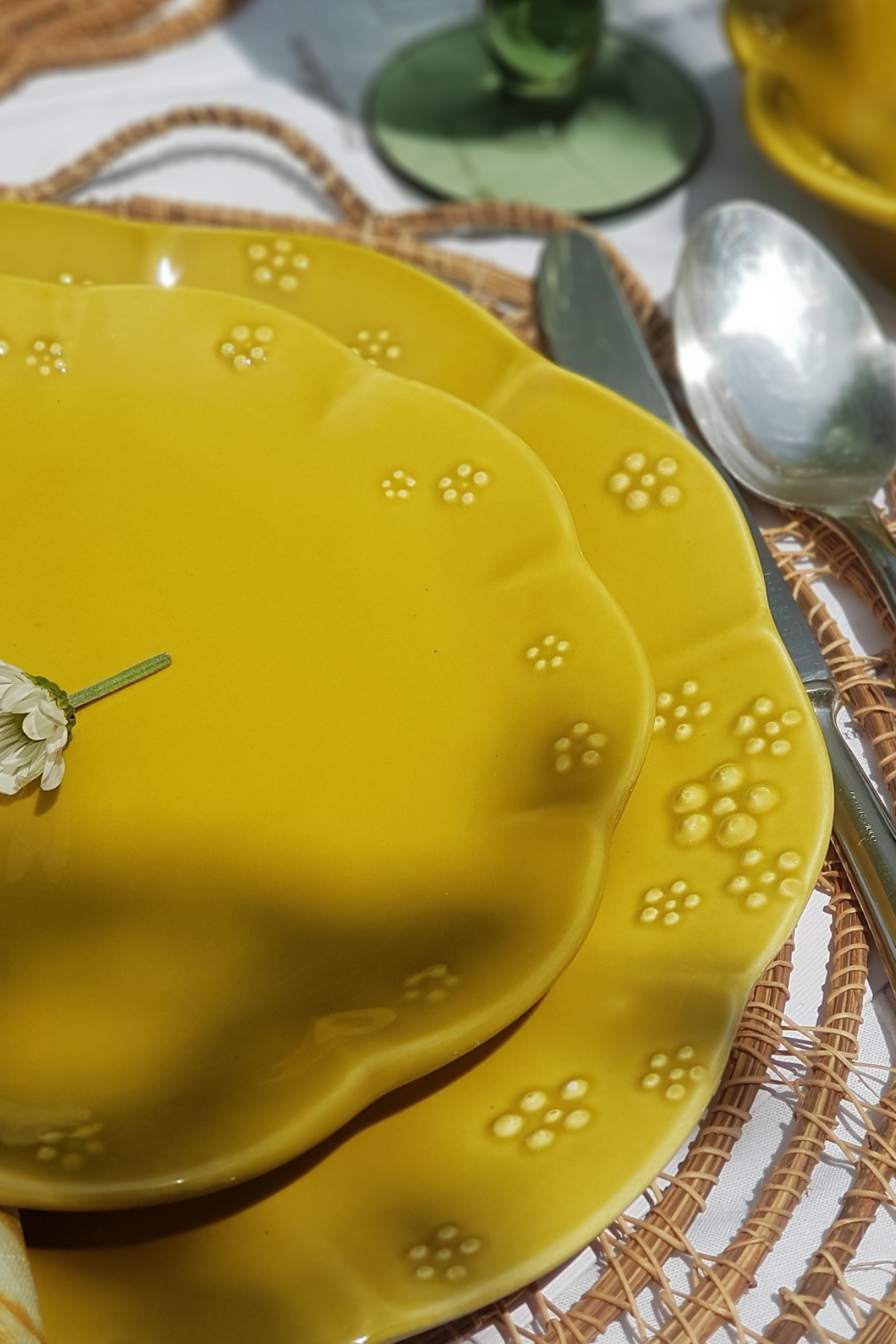 Sarı Seramik Servis Tabak Seti 4'lü 26cm